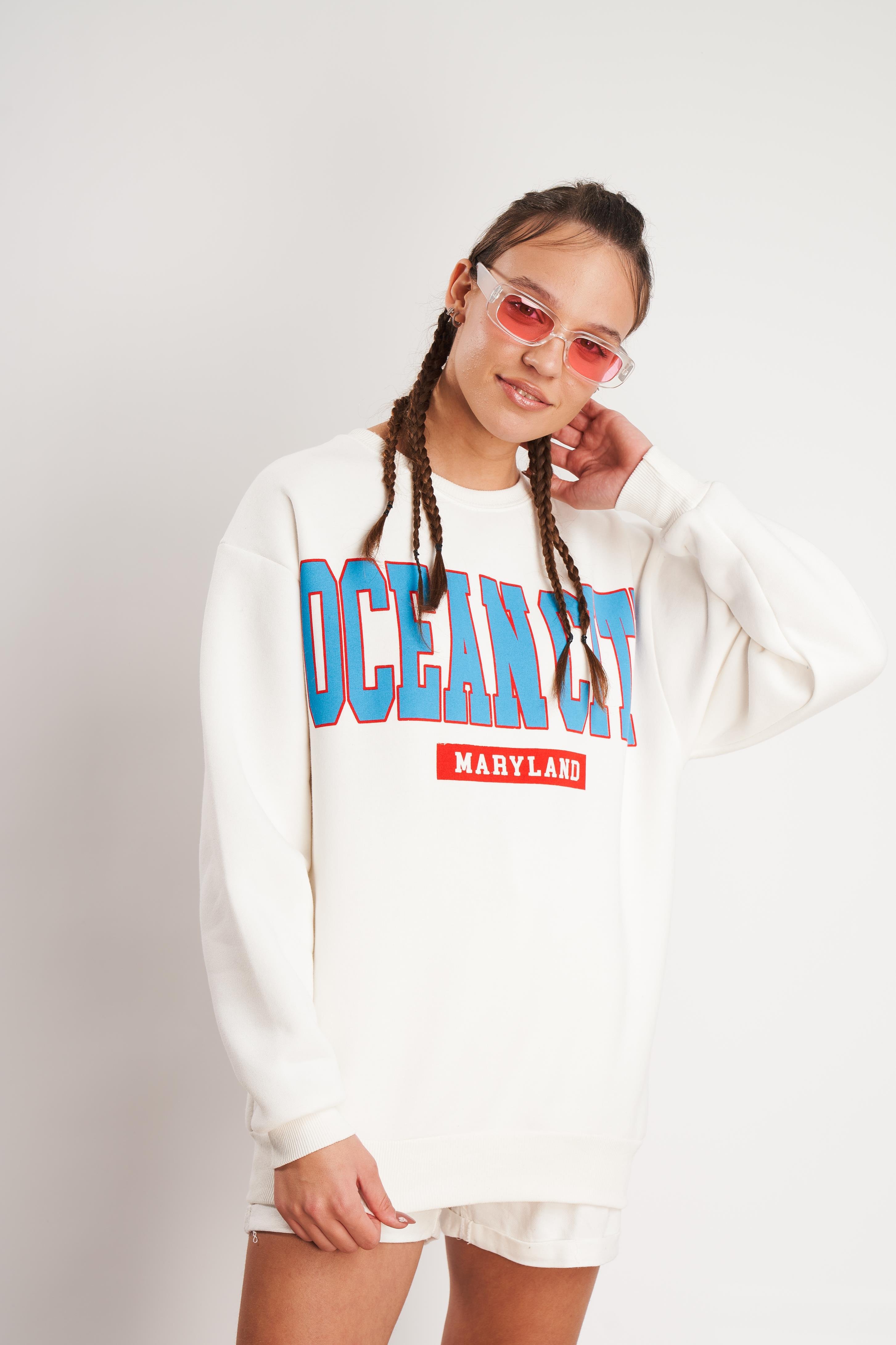 Ocean City Baskılı Sweatshirt