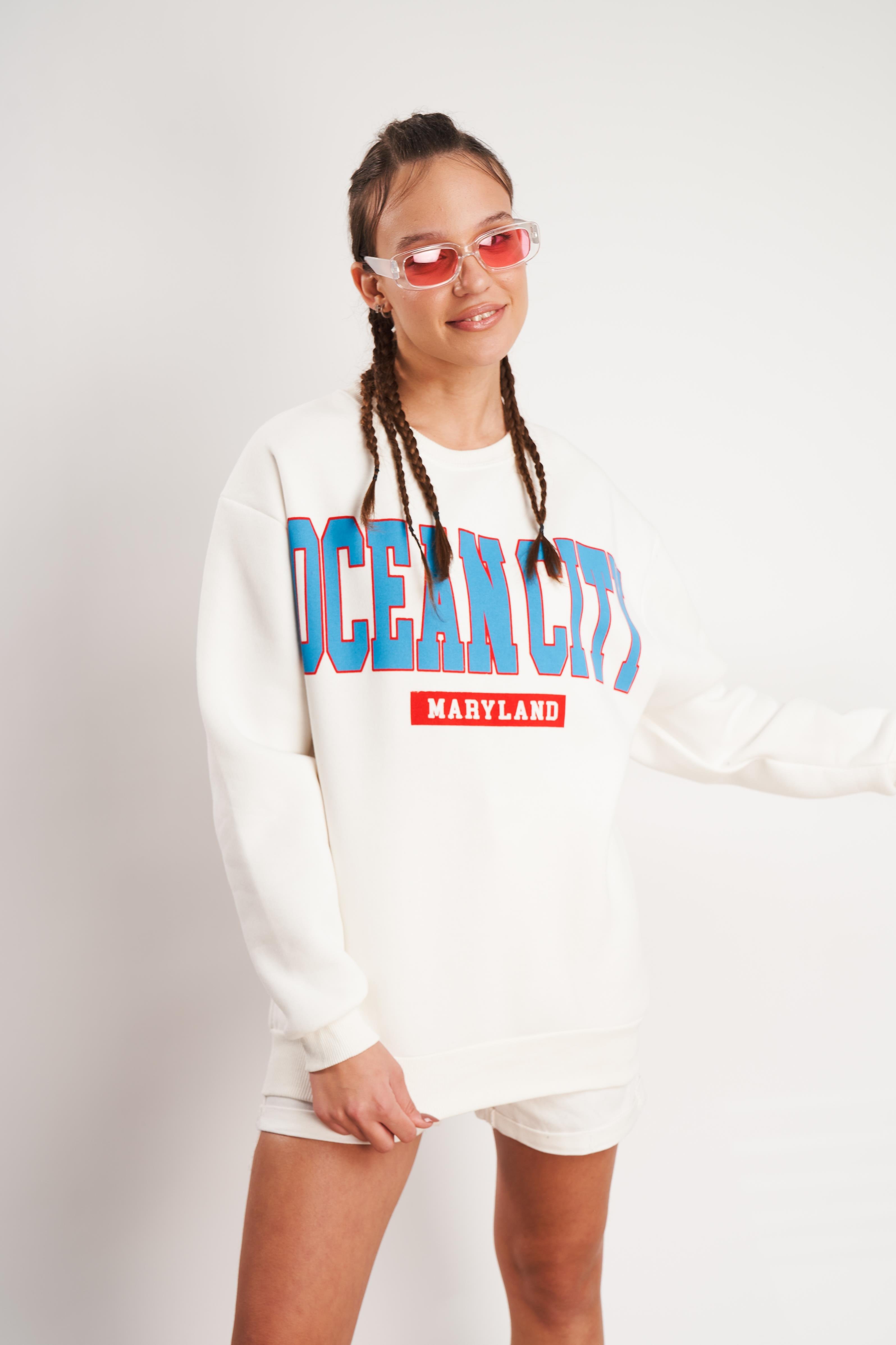 Ocean City Baskılı Sweatshirt
