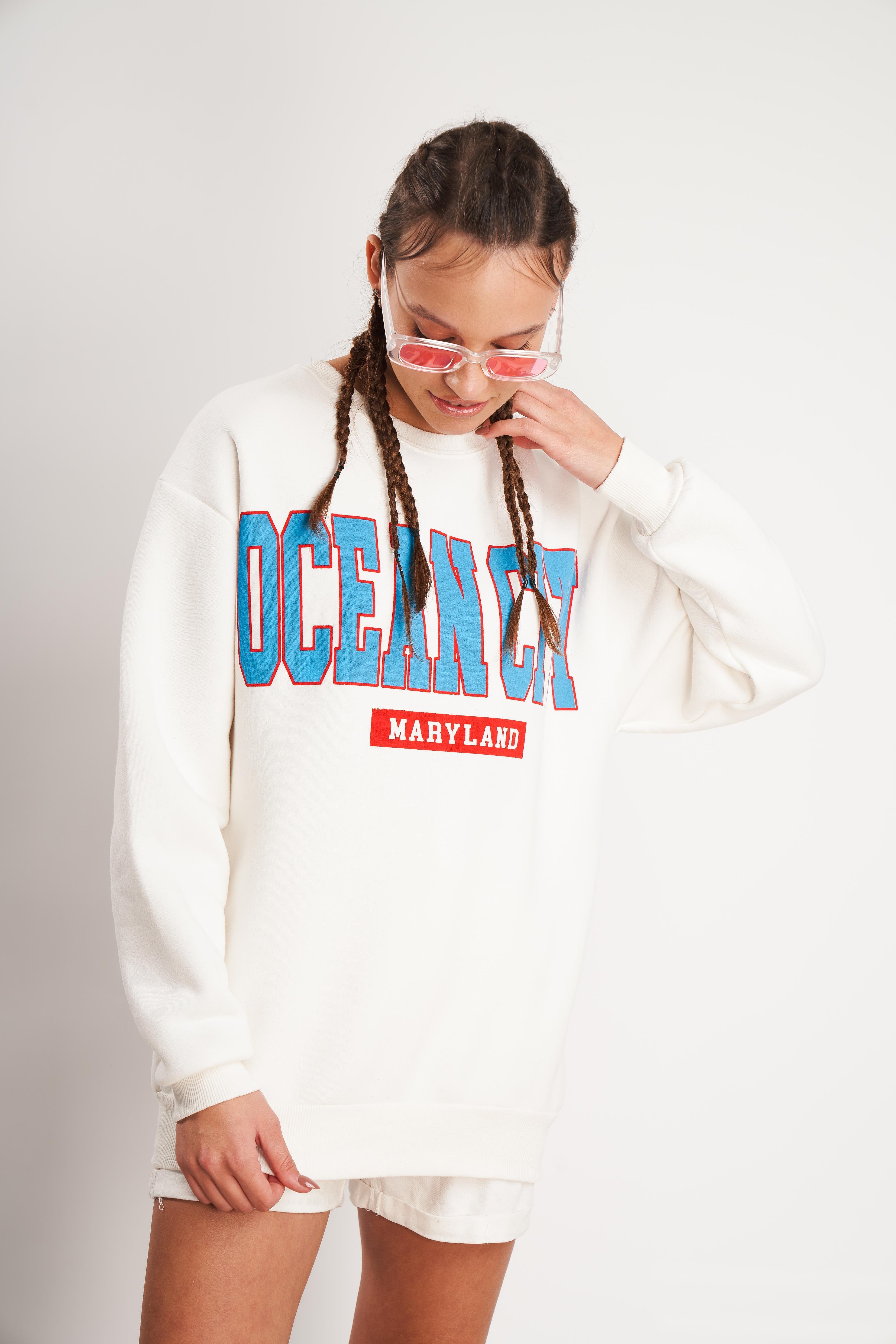 Ocean City Baskılı Sweatshirt