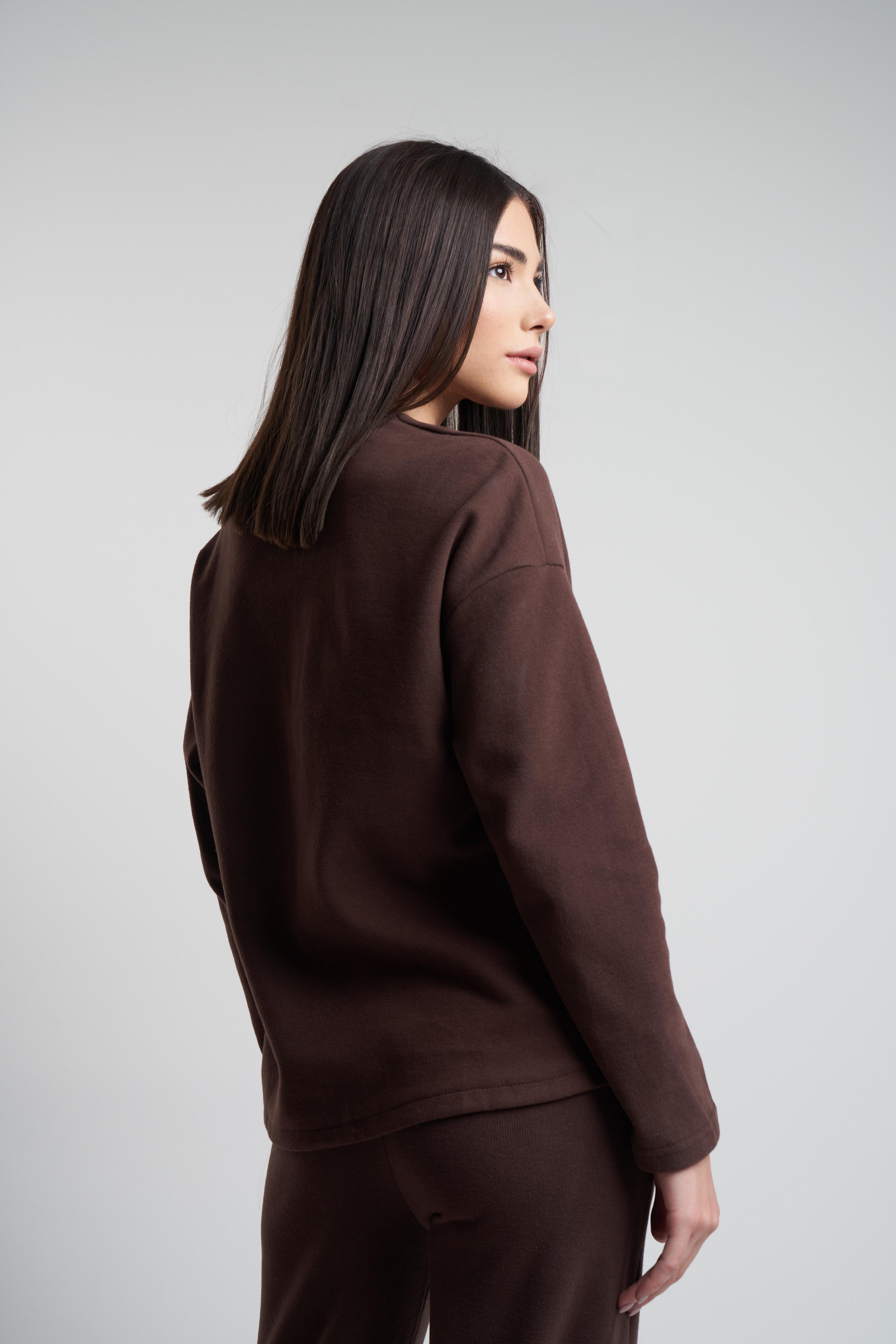 Ön Bağlama Detaylı Triko Hırka Kahve