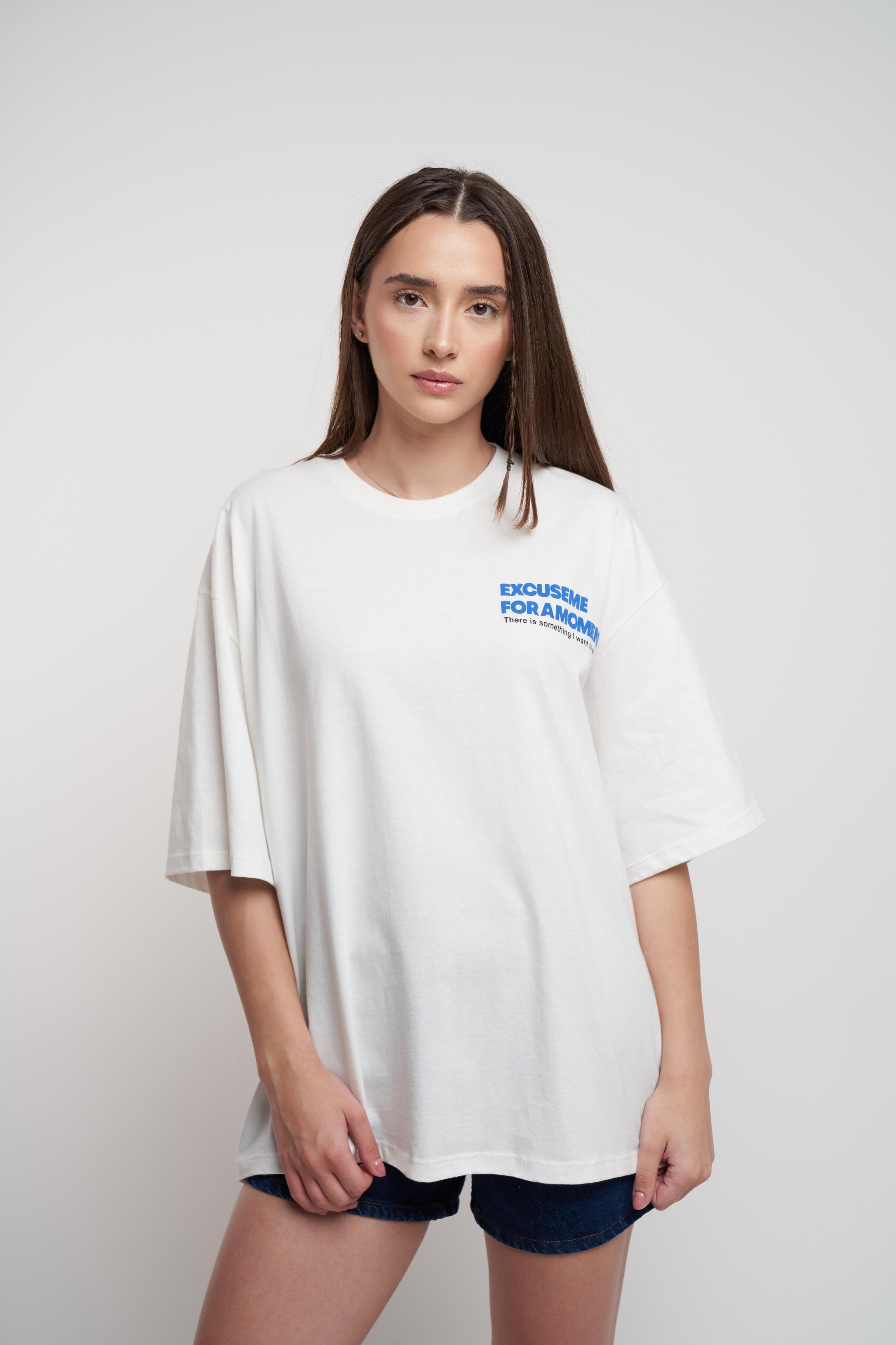 Ördek Baskılı Oversize Kısa Kol T-shirt Ekru