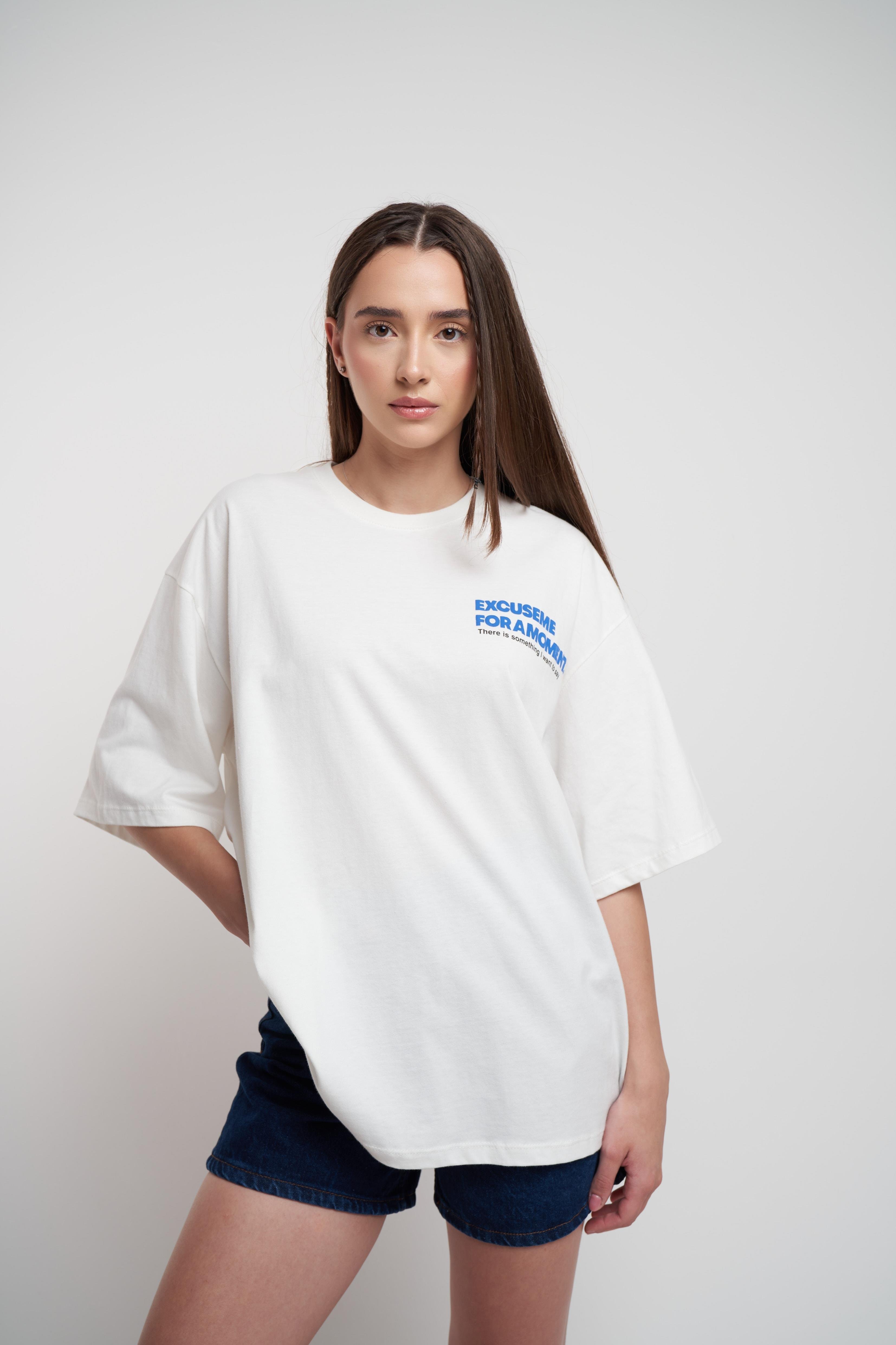 Ördek Baskılı Oversize Kısa Kol T-shirt Ekru