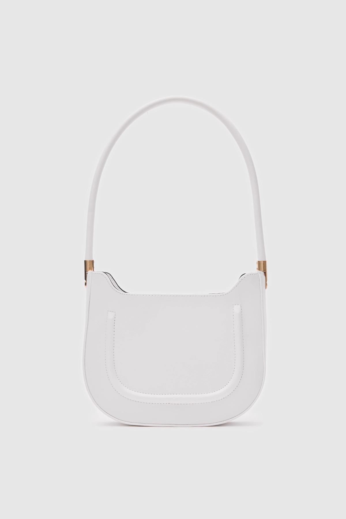 Oval Baget Çanta Beyaz