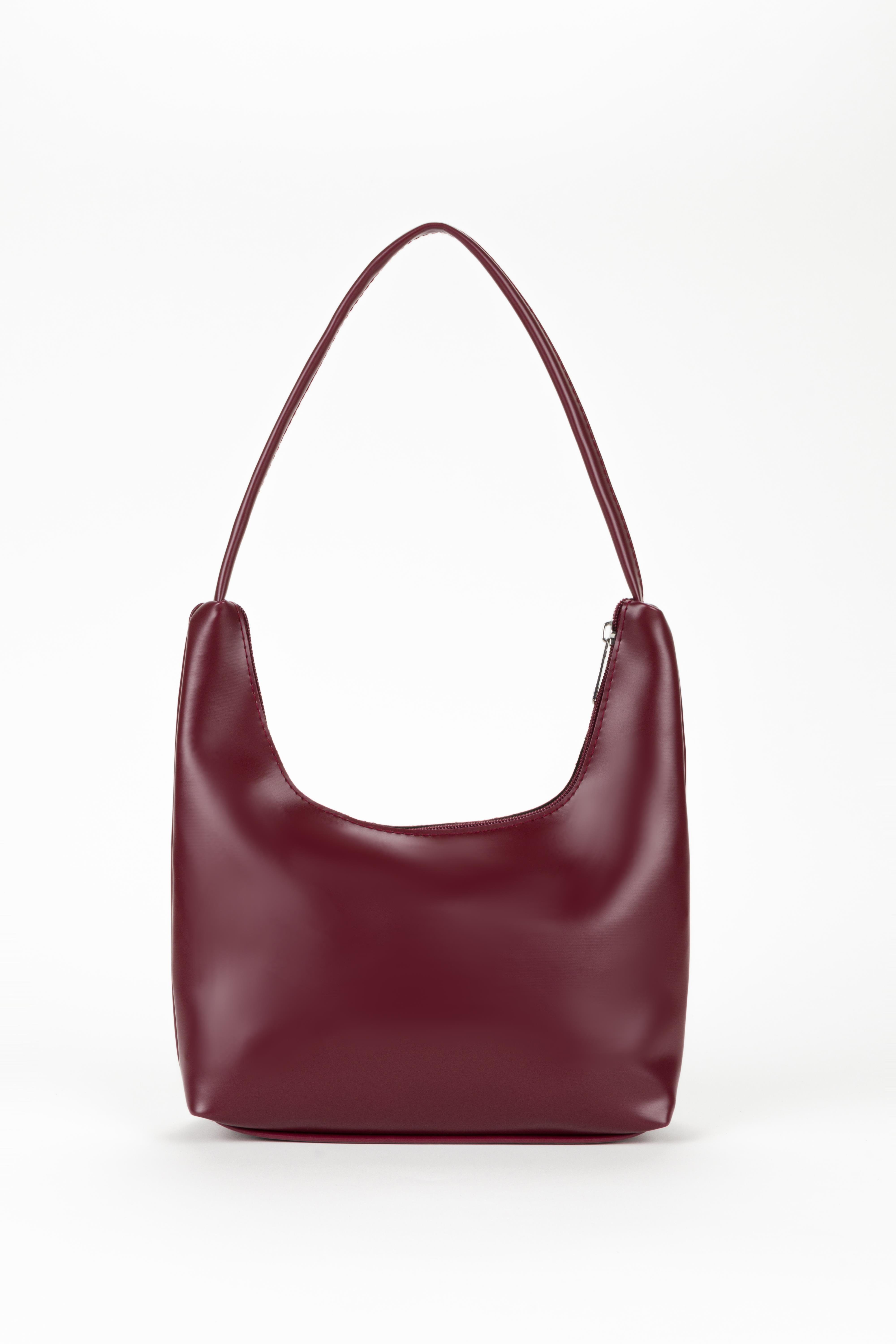 Oval Baget Çanta Bordo
