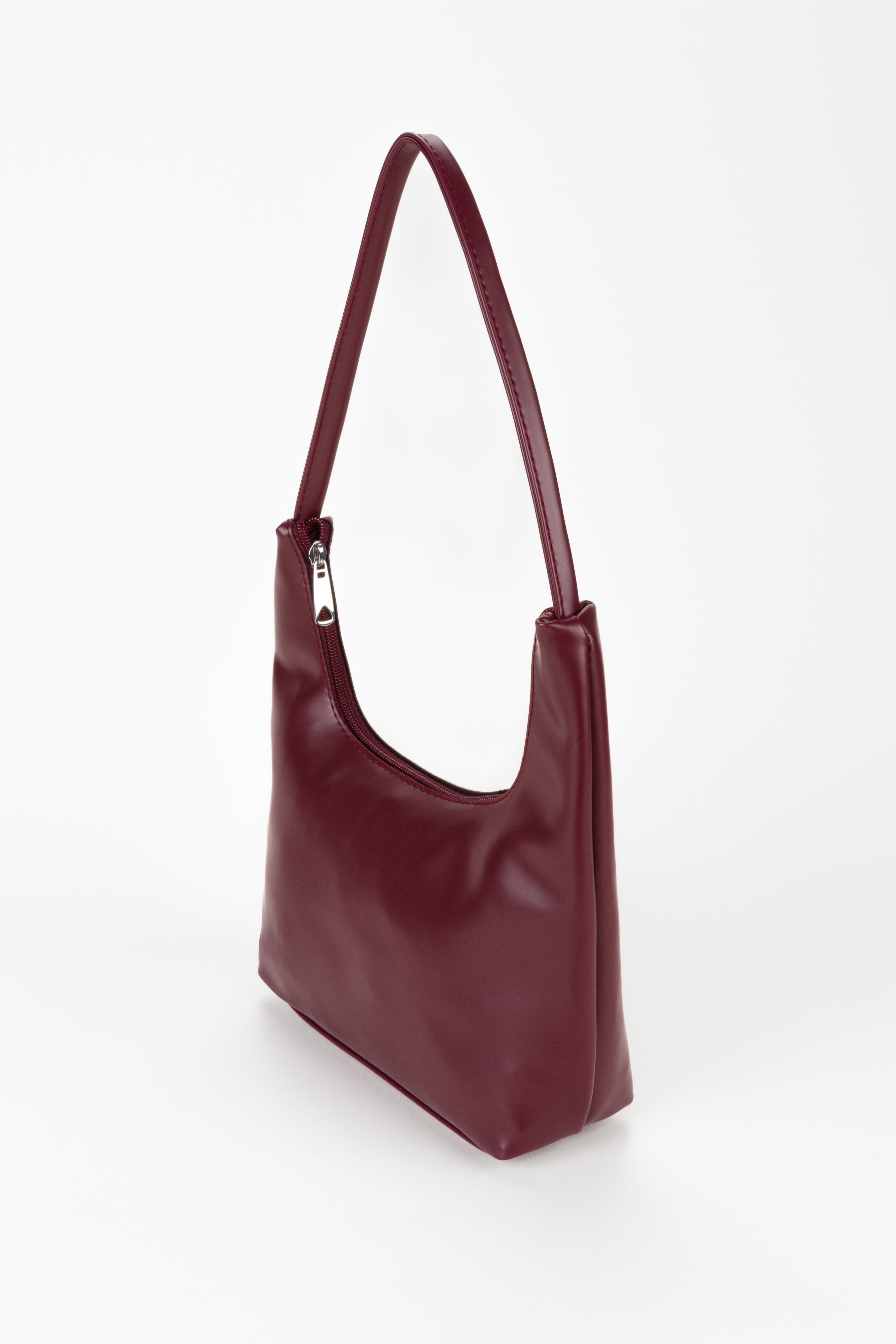 Oval Baget Çanta Bordo