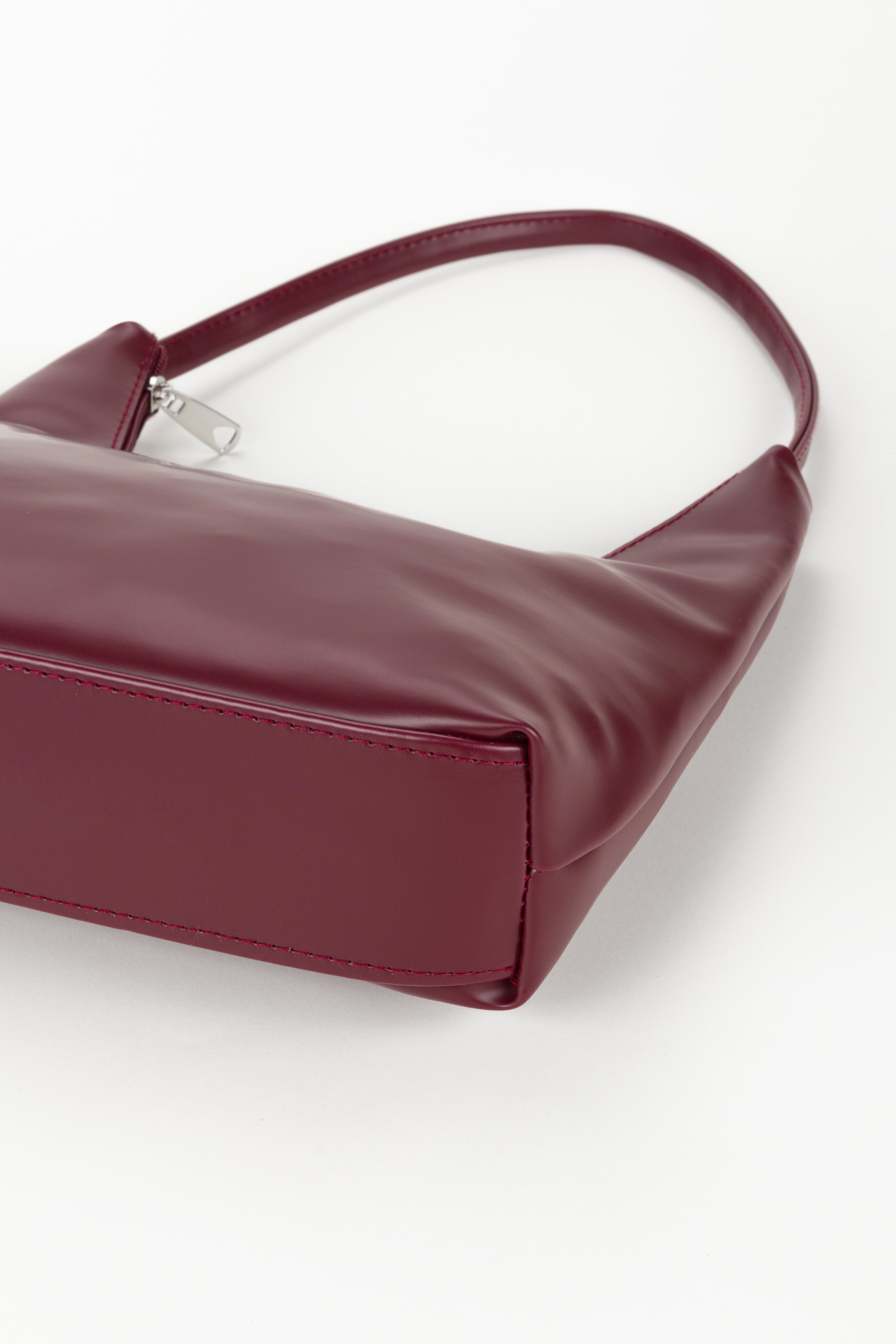 Oval Baget Çanta Bordo