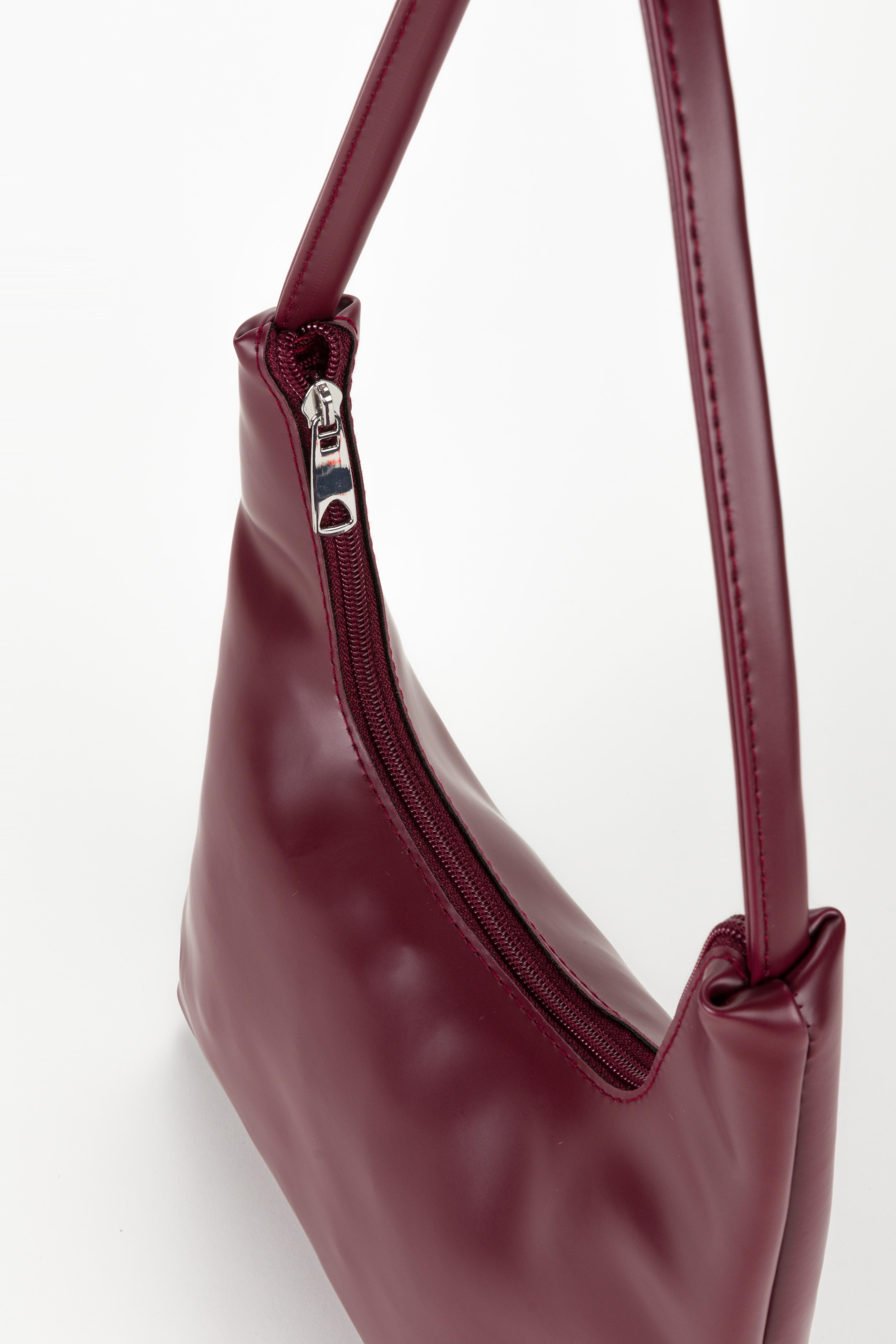 Oval Baget Çanta Bordo