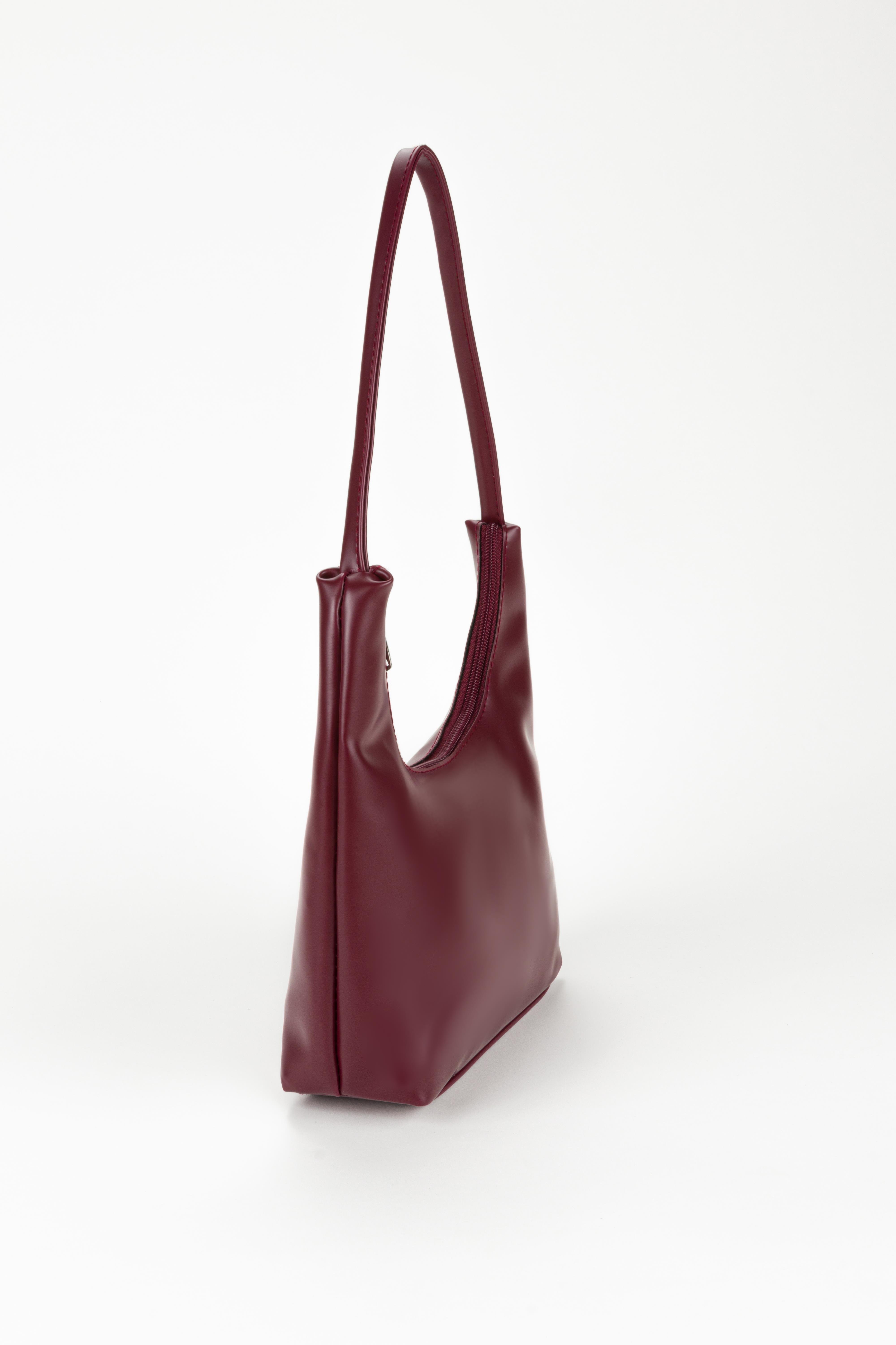 Oval Baget Çanta Bordo