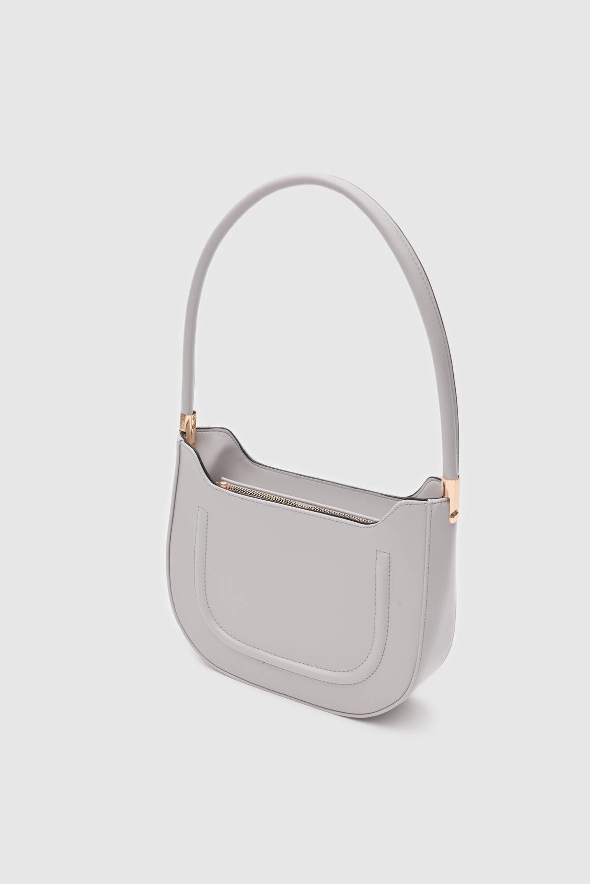Oval Baget Çanta Gri