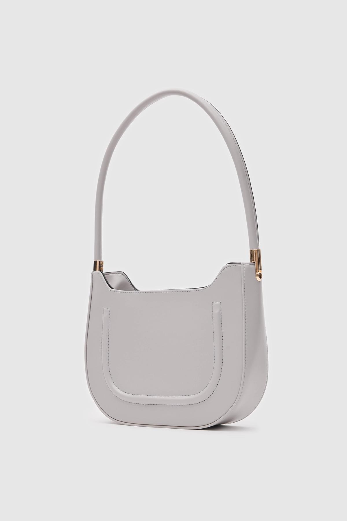 Oval Baget Çanta Gri
