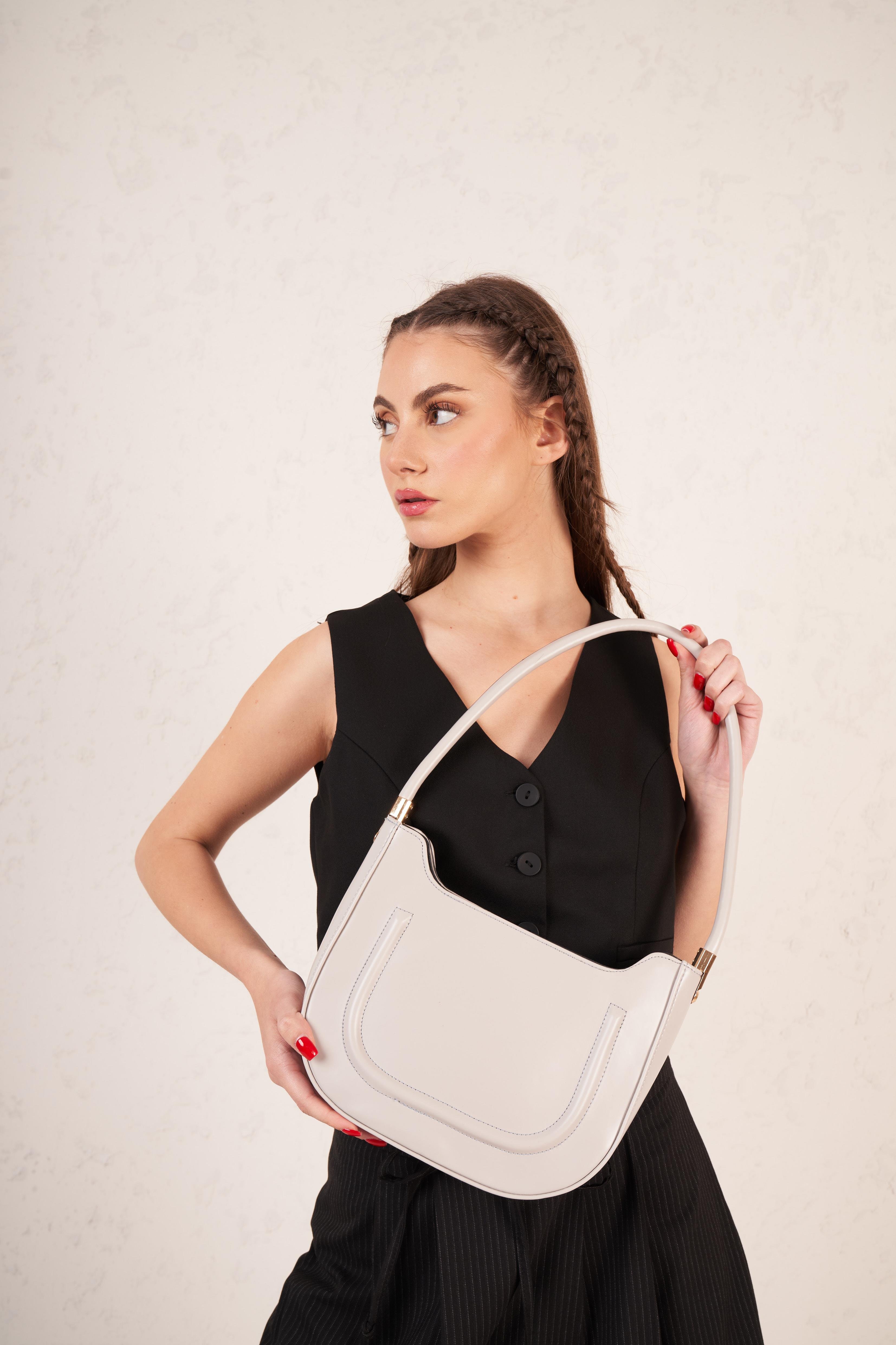 Oval Baget Çanta Gri