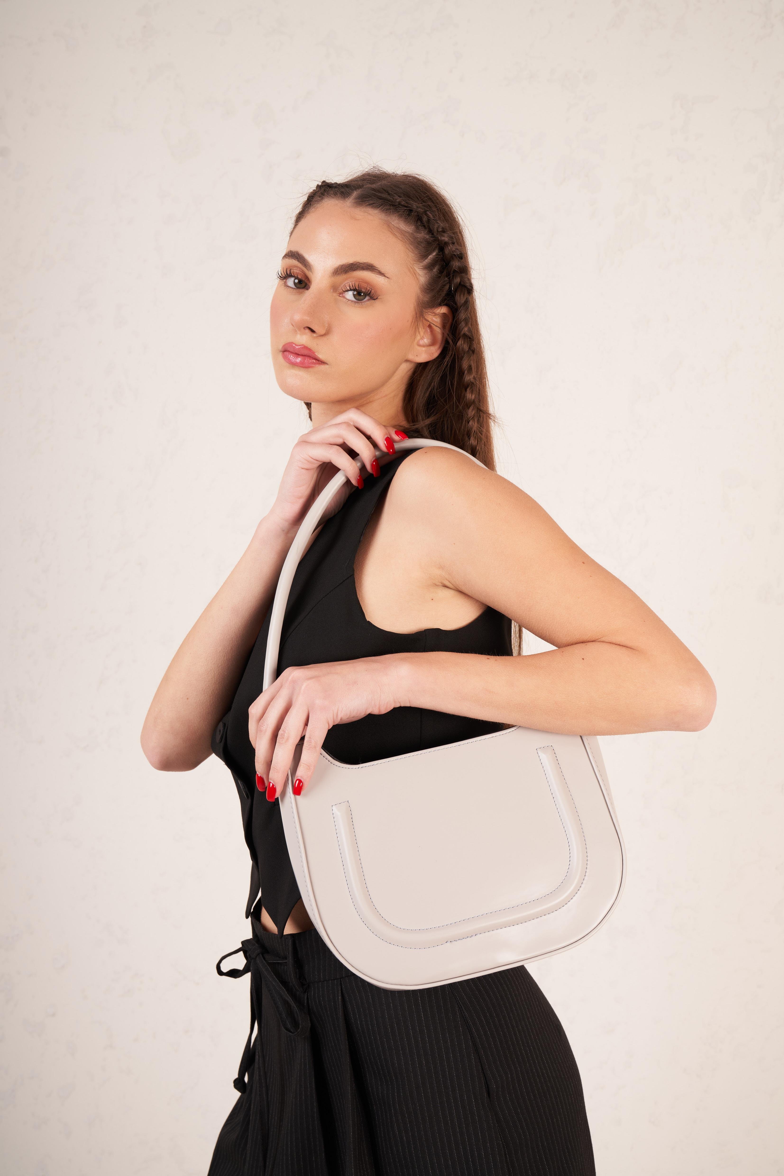 Oval Baget Çanta Gri