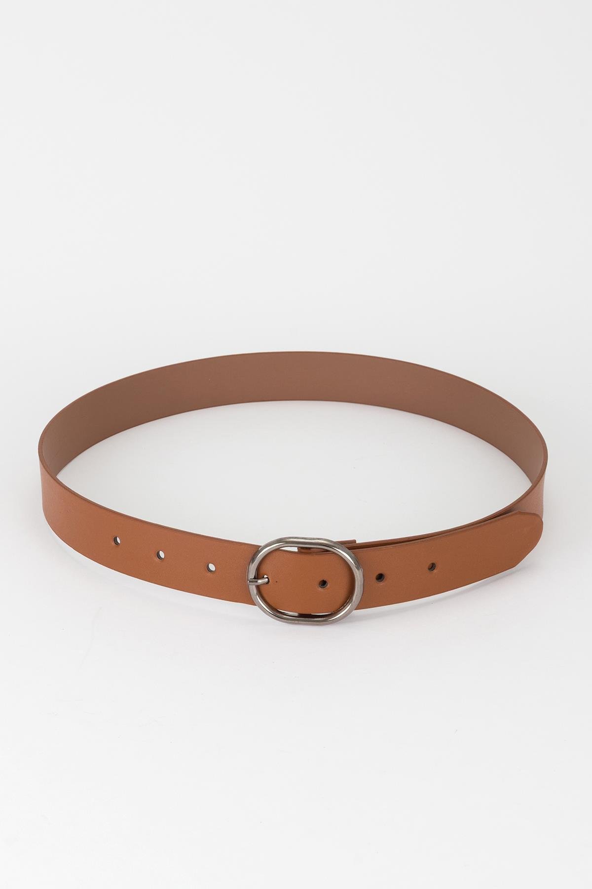 Oval Tokalı Basic Kemer Taba
