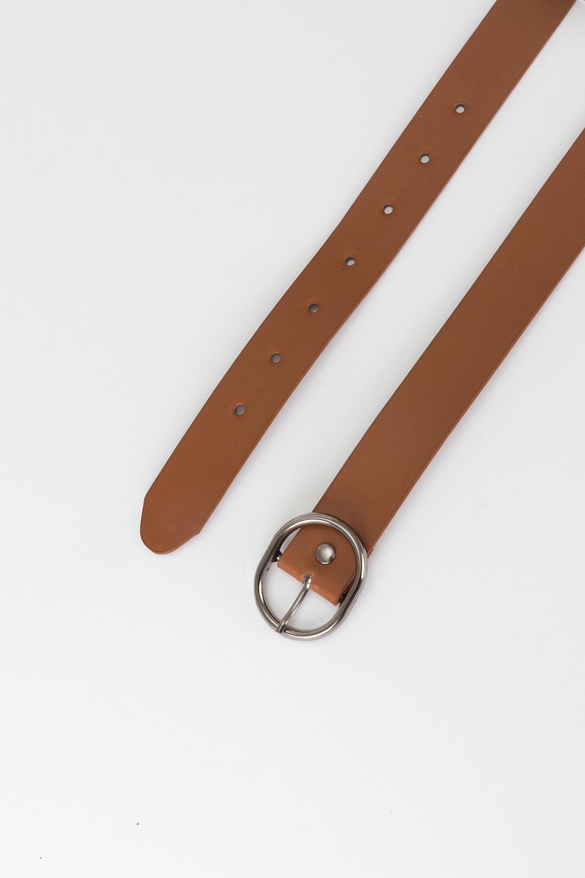 Oval Tokalı Basic Kemer Taba