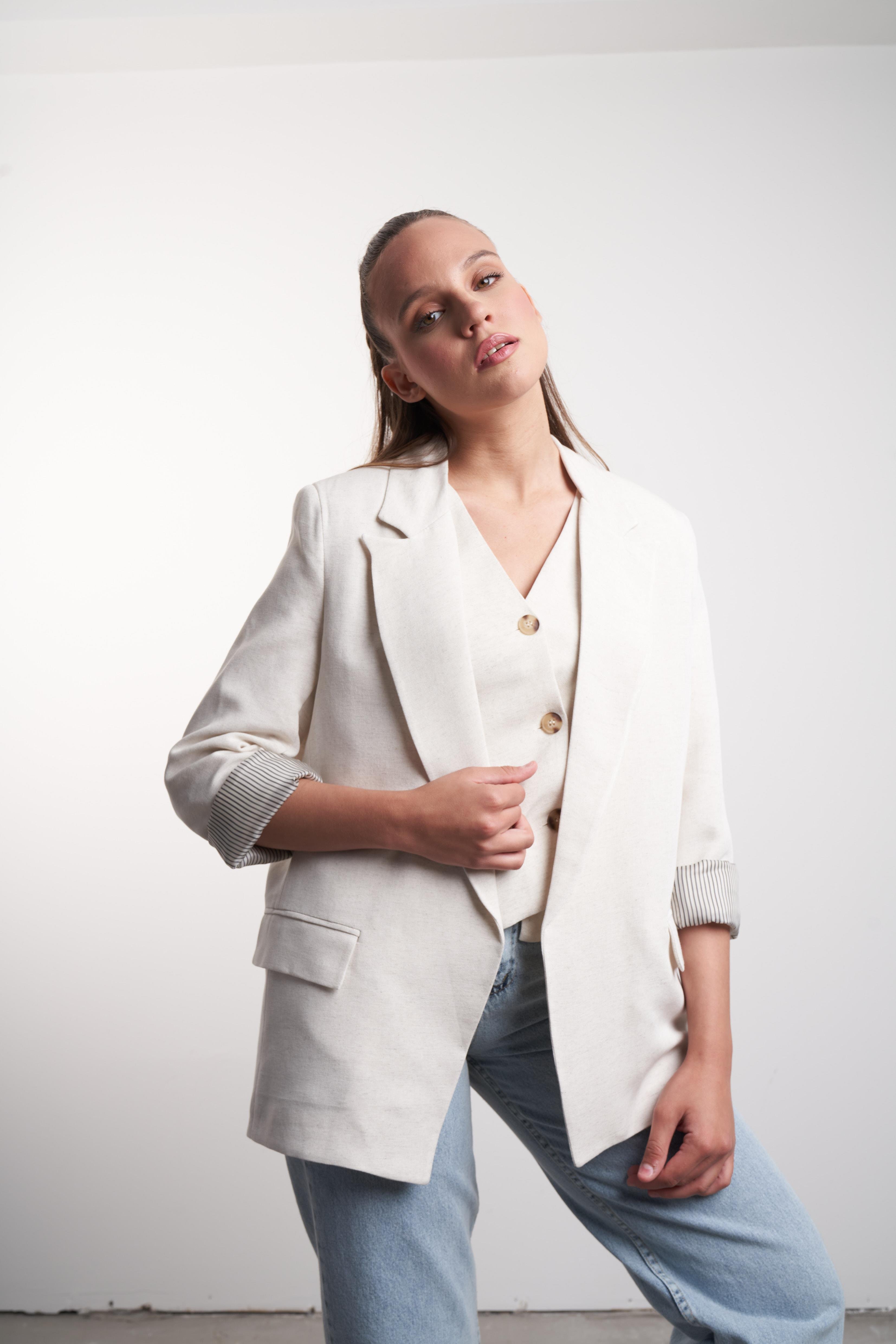 Oversize Blazer Ceket Natural