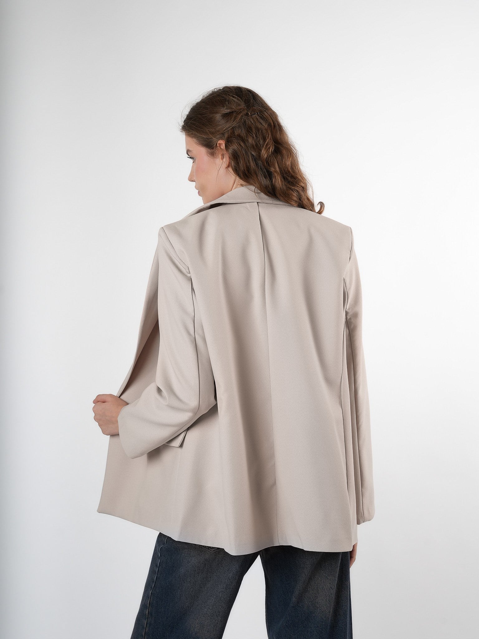 Oversize Blazer Ceket Taş