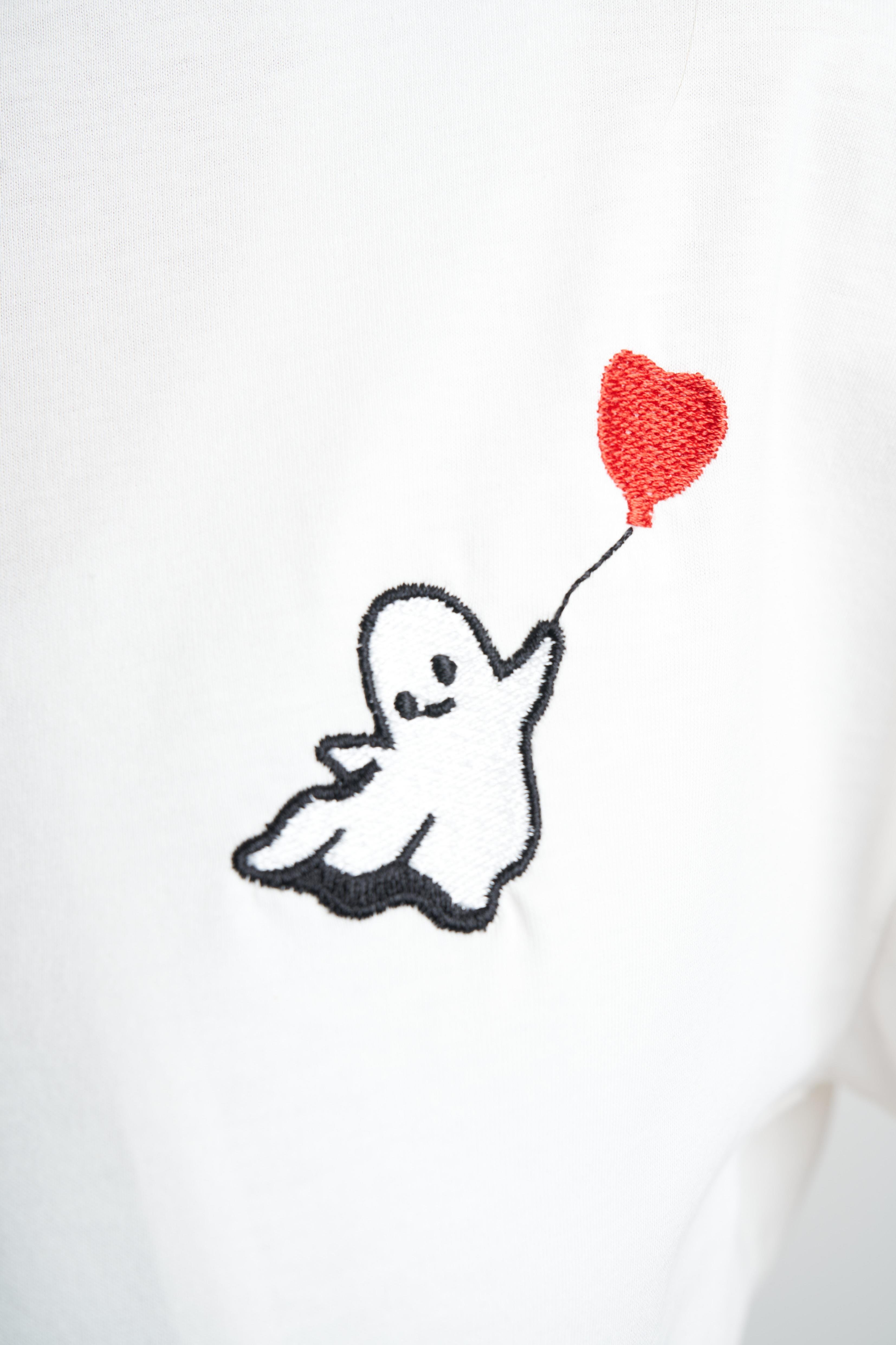 Oversize Hayalet Nakış Baskılı T-shirt Ekru