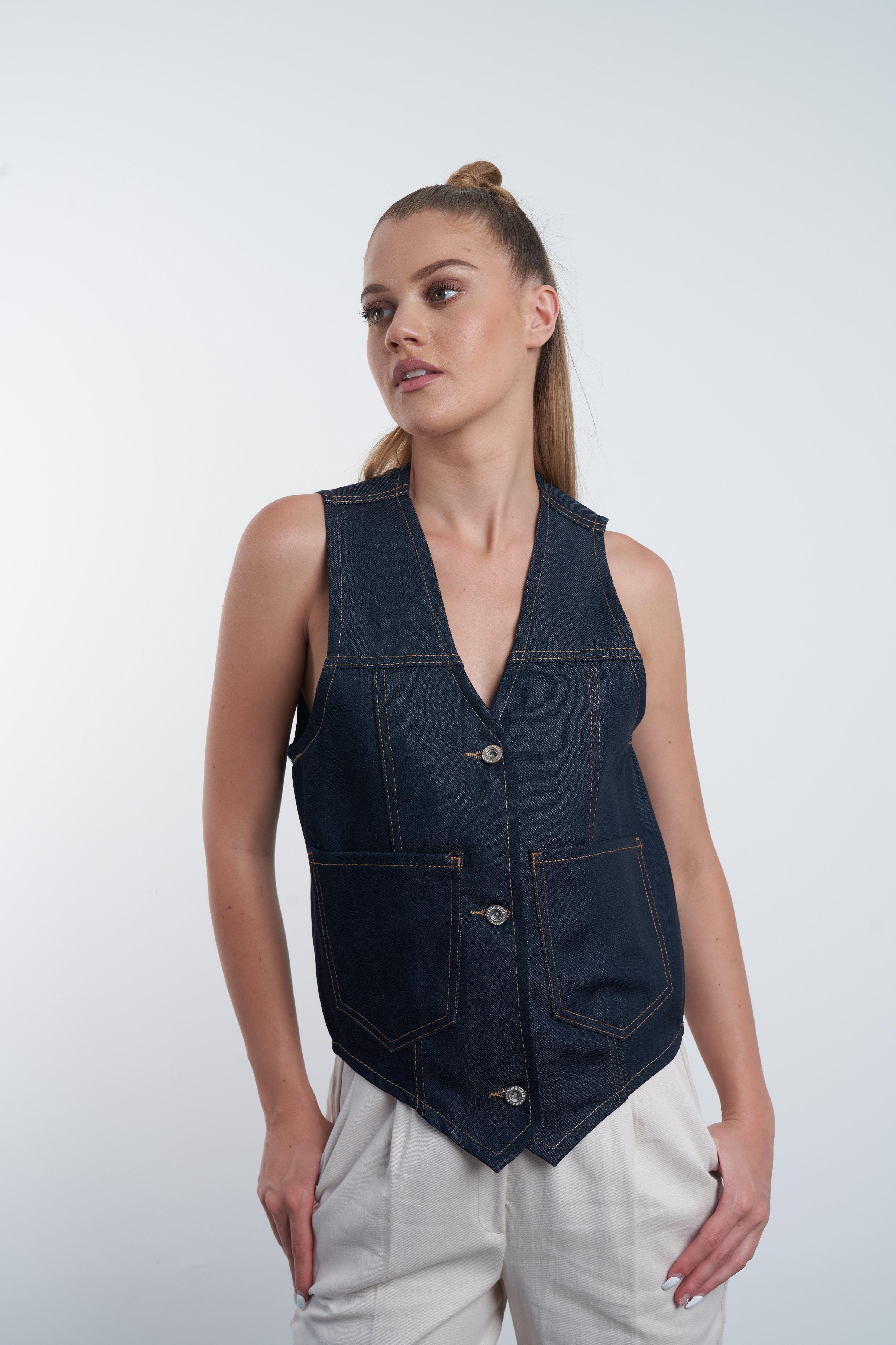 Oversize Yelek Lacivert