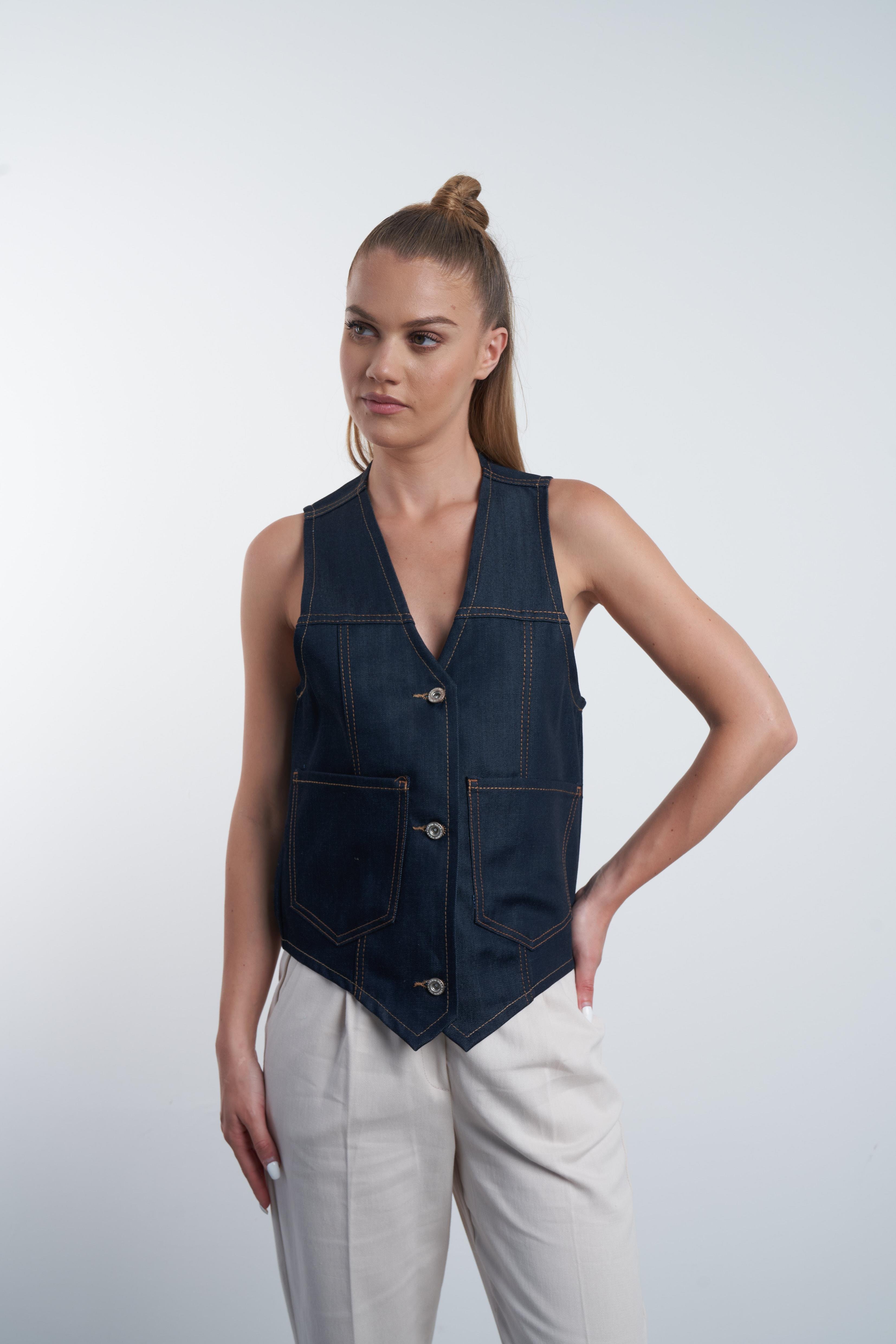 Oversize Yelek Lacivert