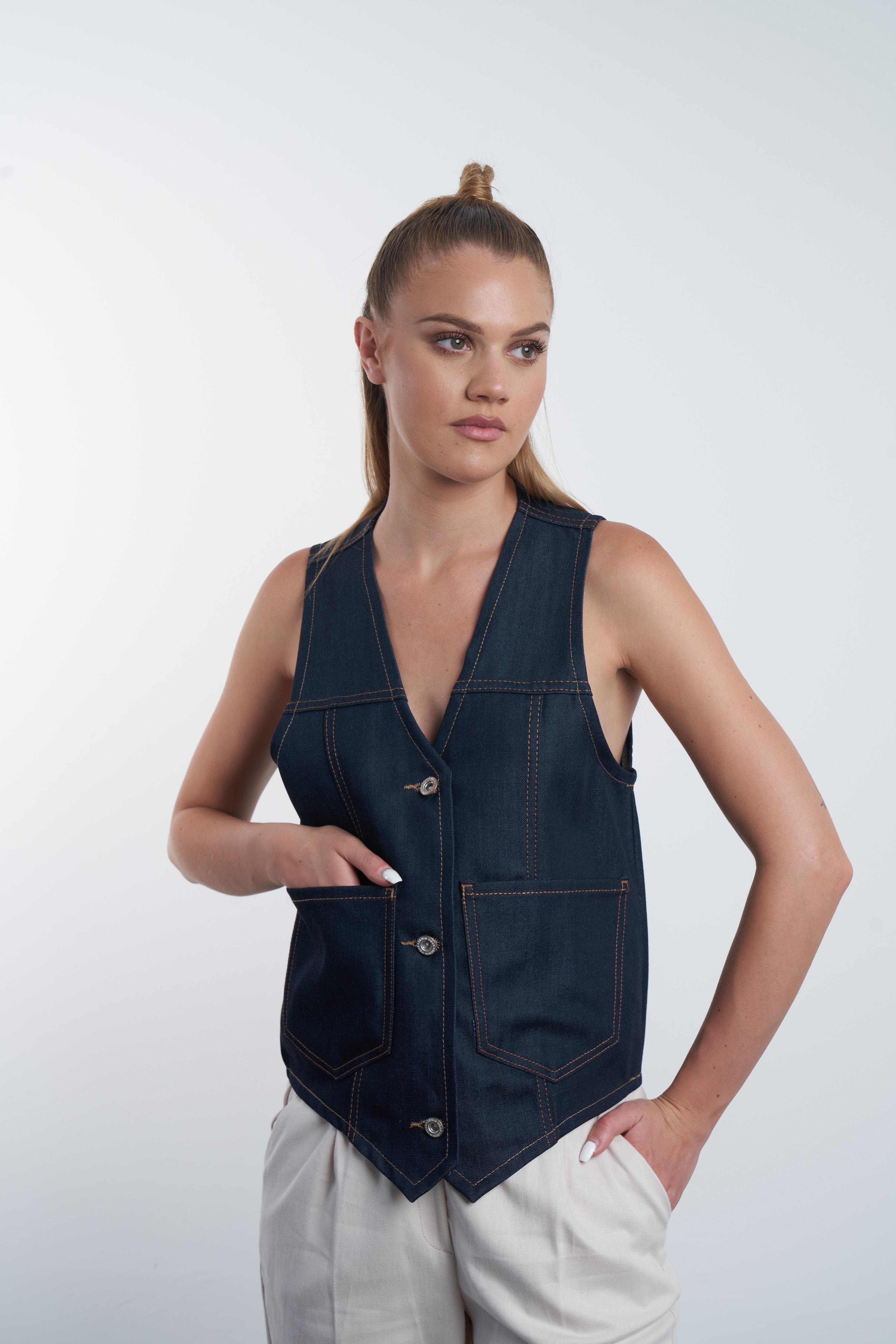Oversize Yelek Lacivert