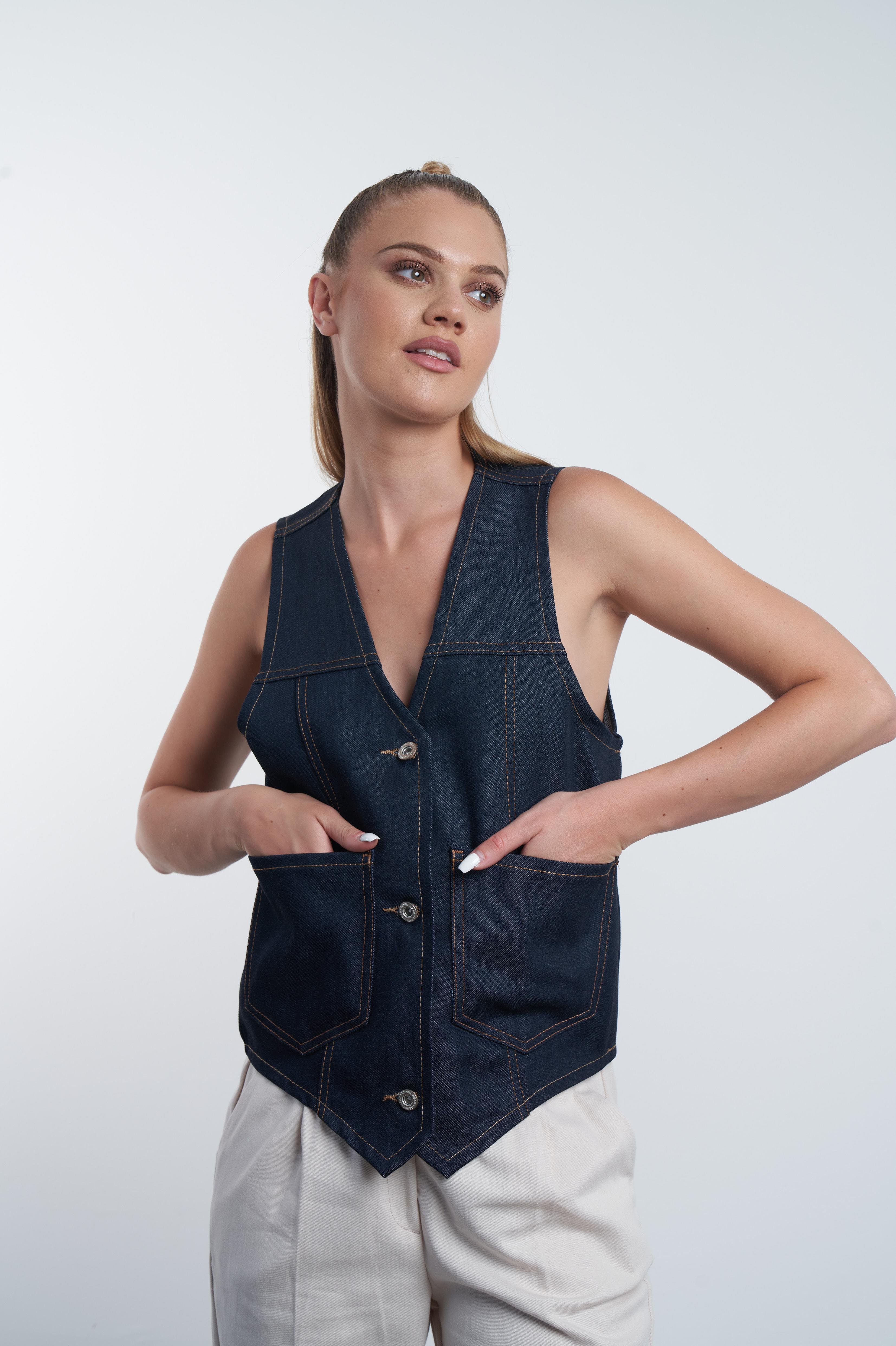Oversize Yelek Lacivert
