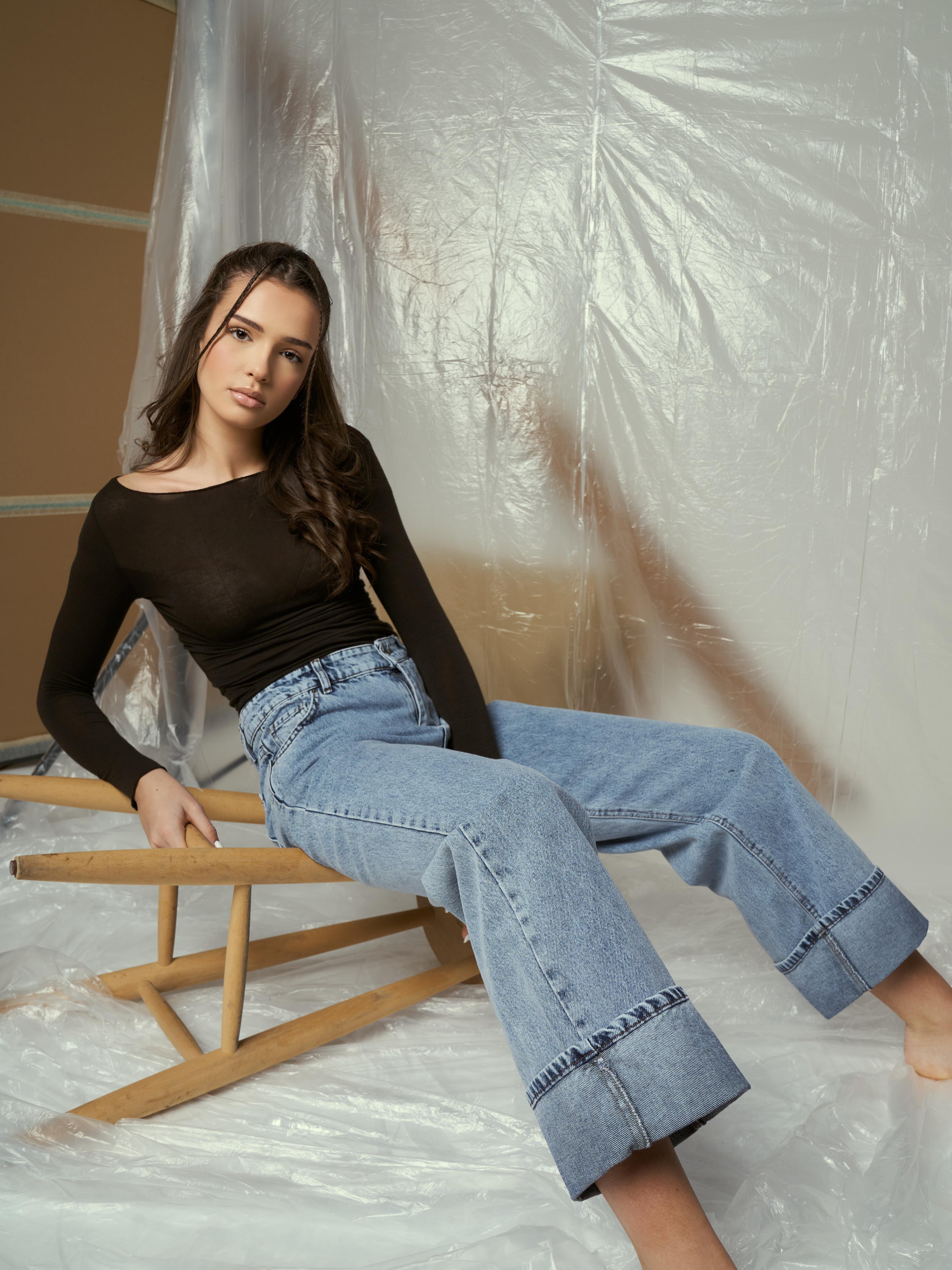 Palazzo Jean Pantolon Mavi Kar Yıkama