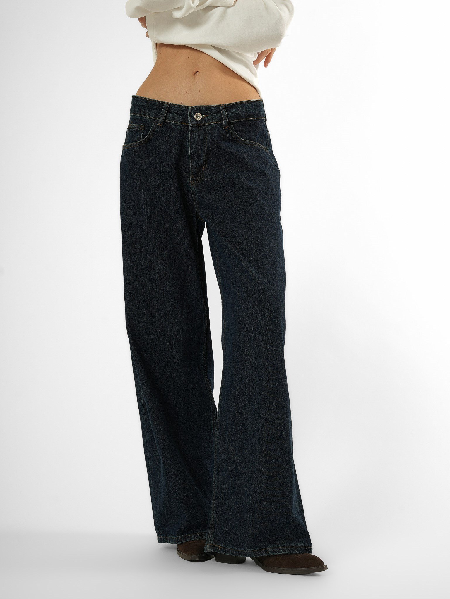 Palazzo Jean Pantolon Orta Mavi