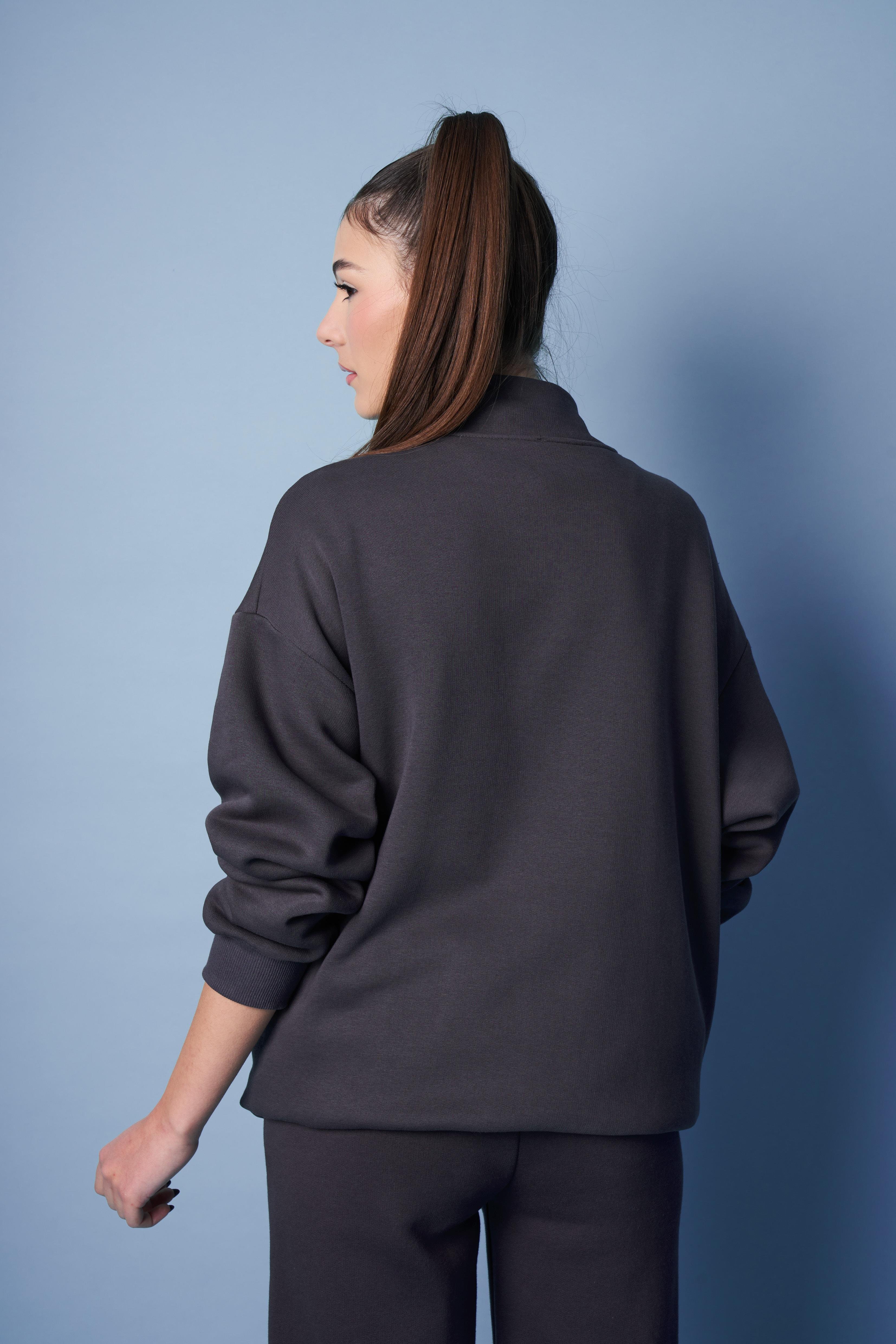 Palermo Baskılı Sweatshirt Antrasit