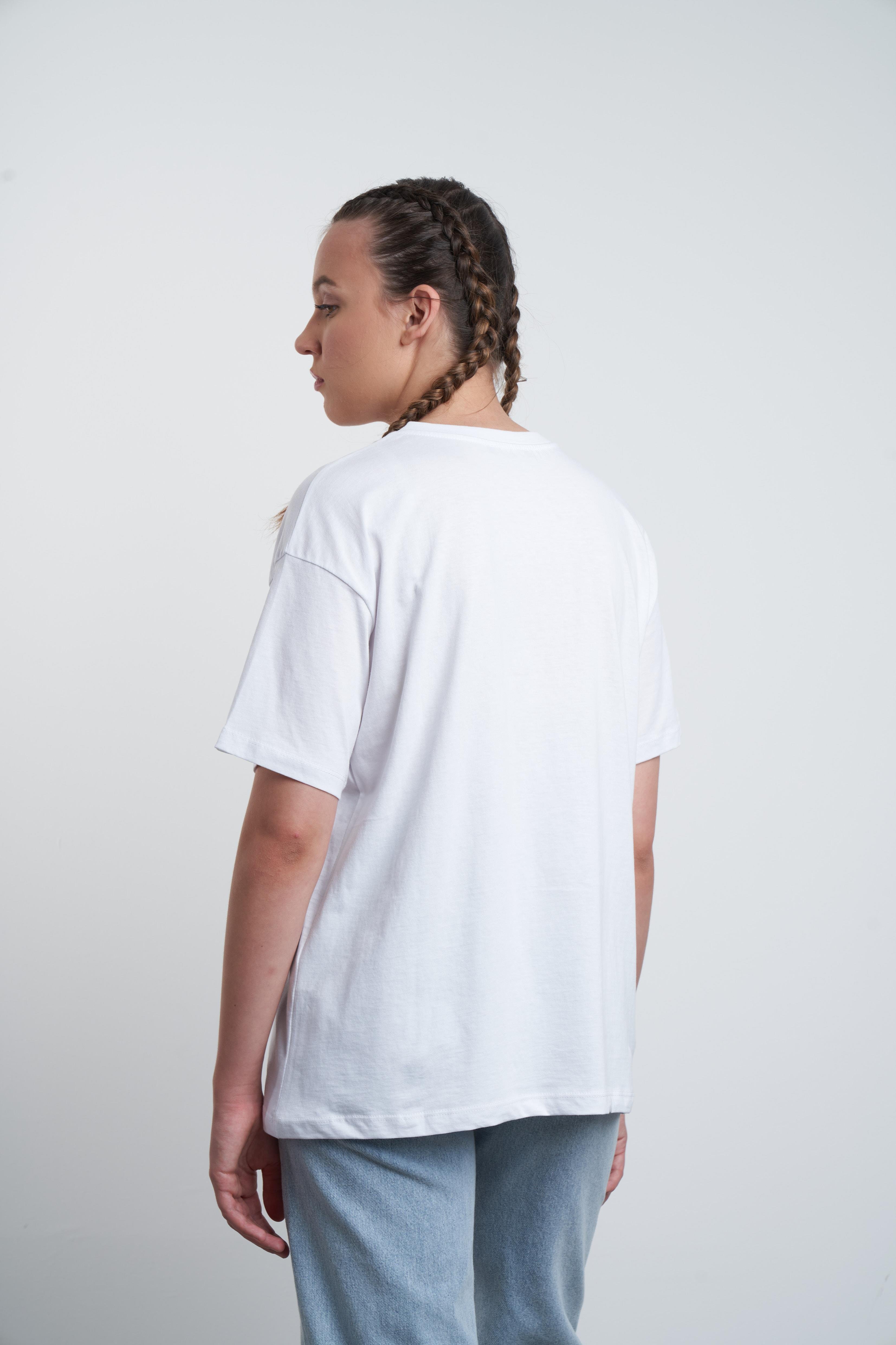 Papağan Nakış Baskılı T-shirt Beyaz