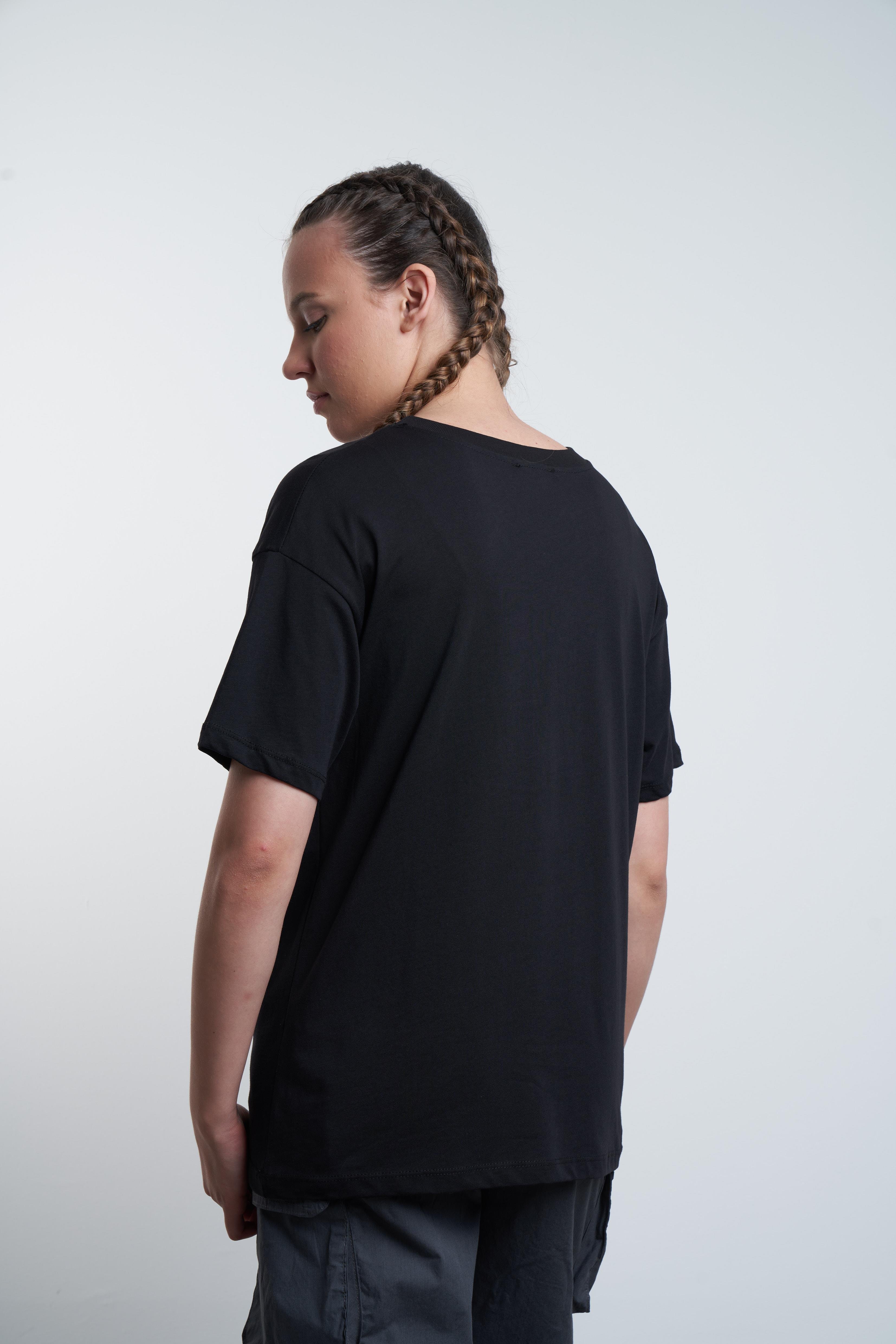 Papağan Nakış Baskılı T-shirt Siyah