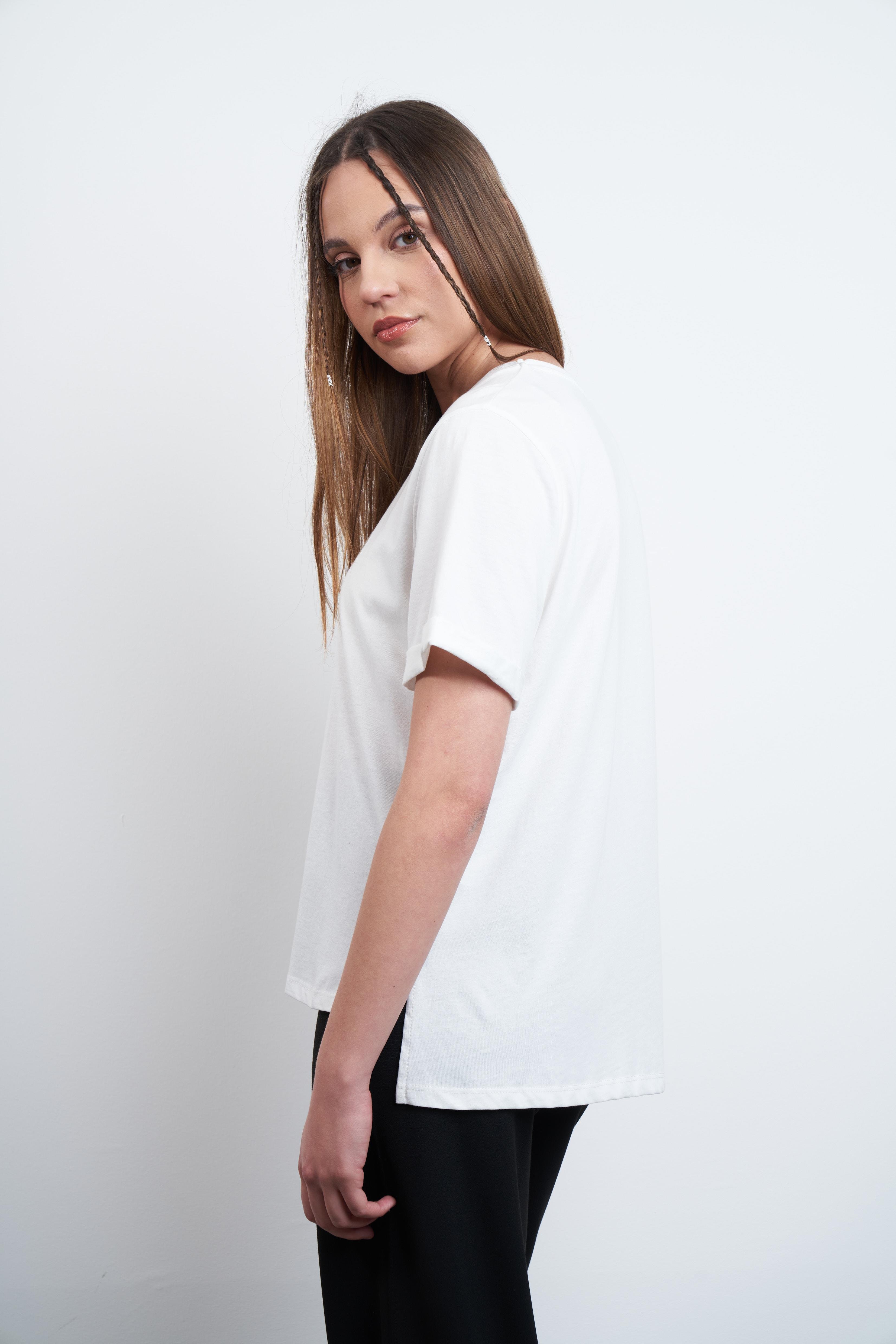 Paris France Nakış Baskılı T-shirt Ekru