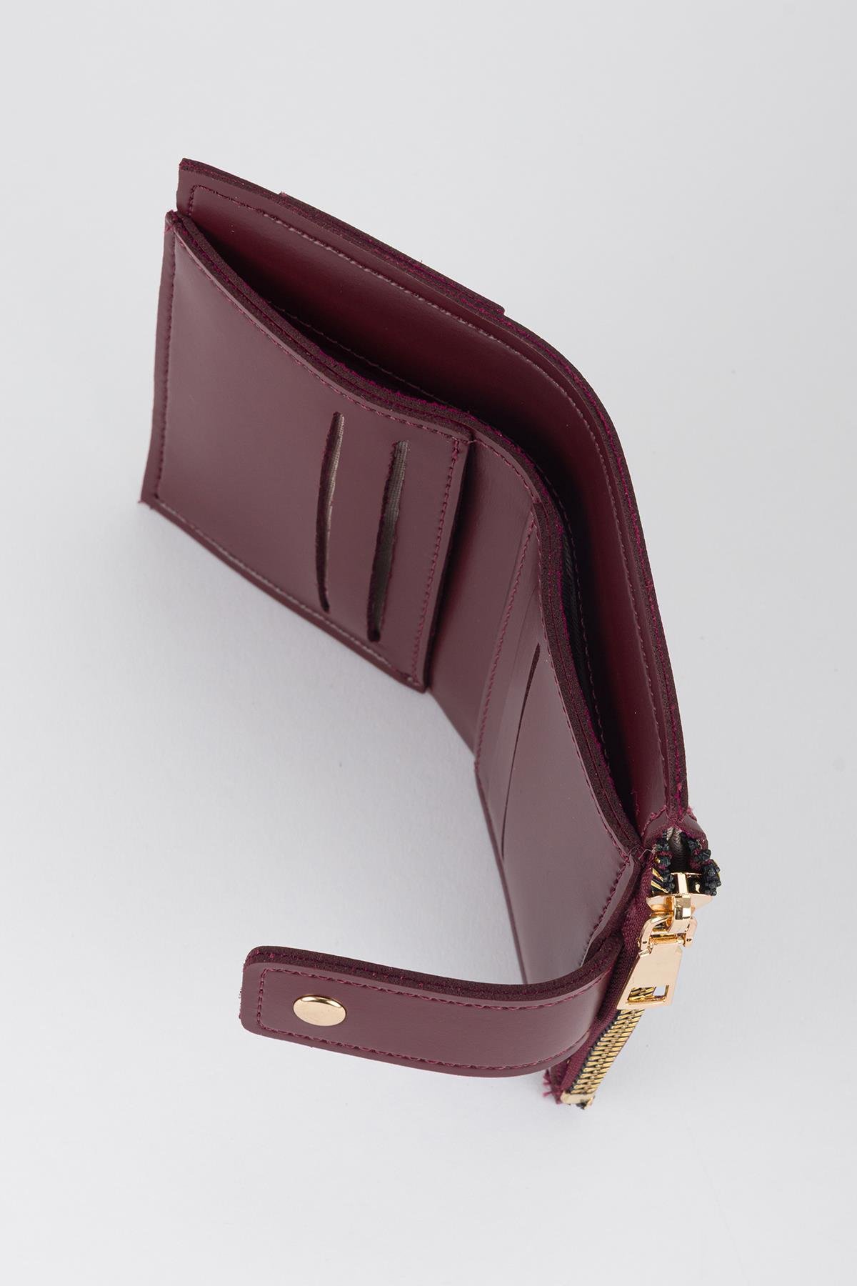 Patlı Kante Cüzdan Bordo