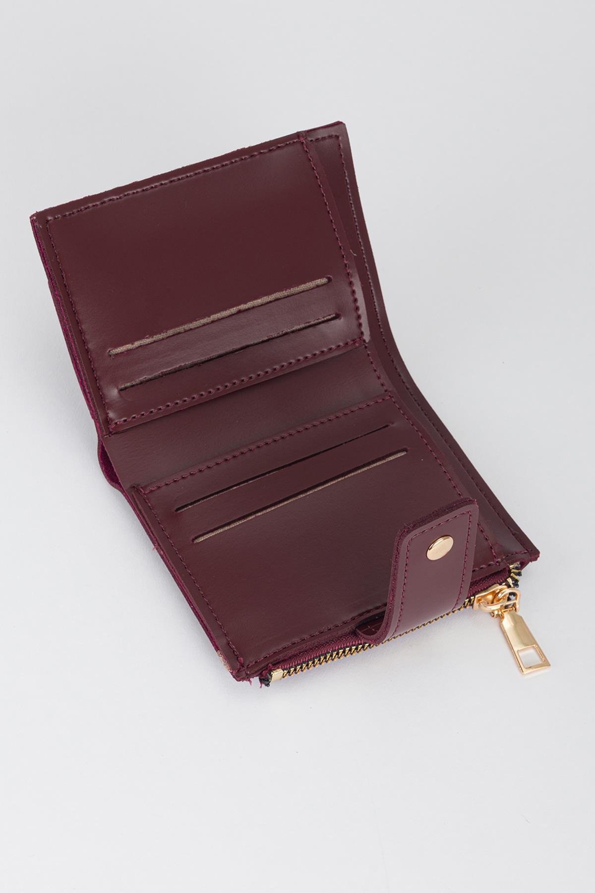 Patlı Kante Cüzdan Bordo