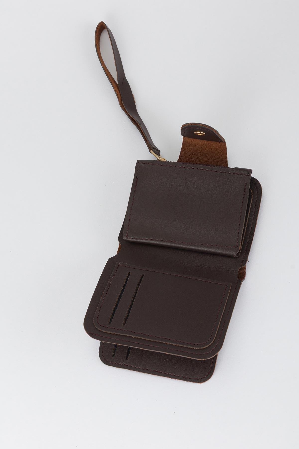 Patlı Kante Kumaş Cüzdan Kahve