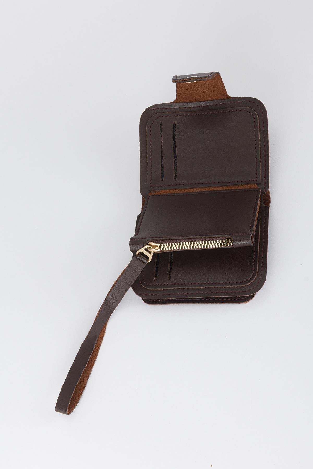 Patlı Kante Kumaş Cüzdan Kahve