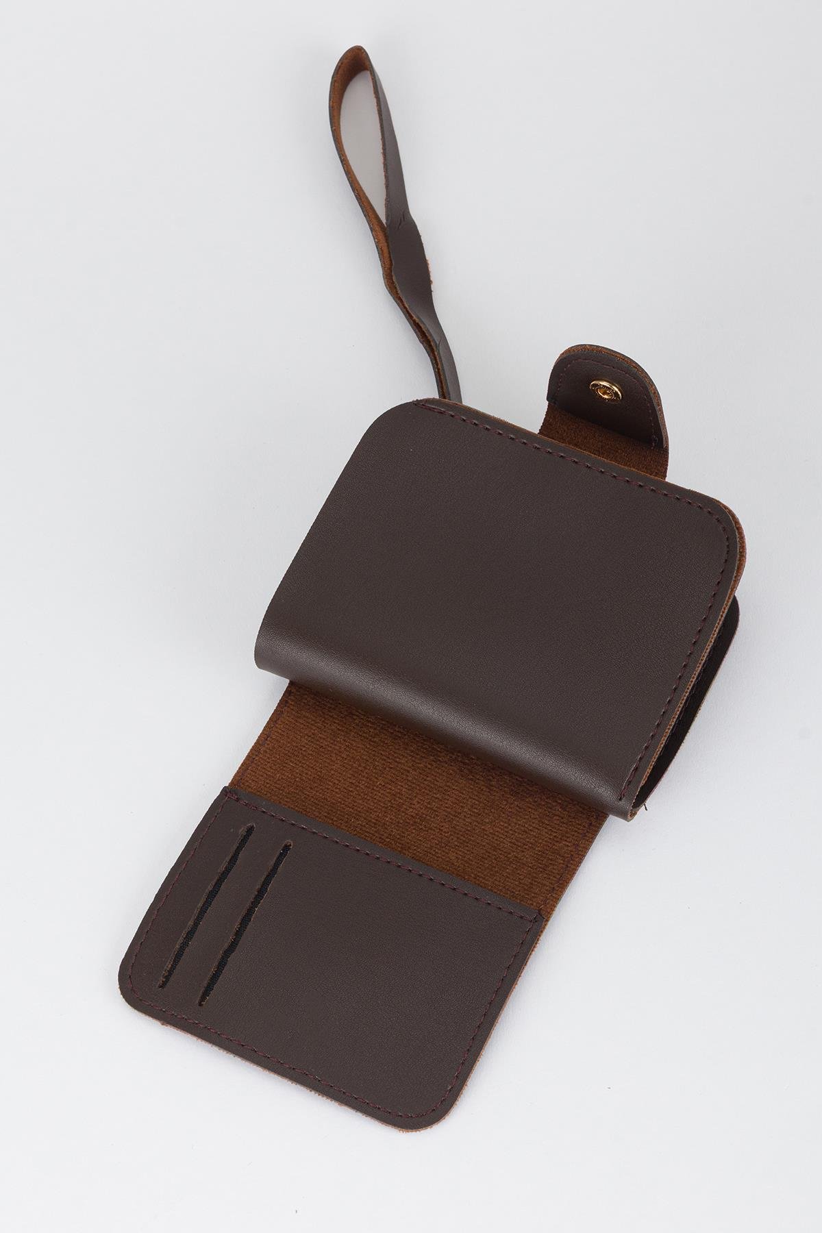 Patlı Kante Kumaş Cüzdan Kahve