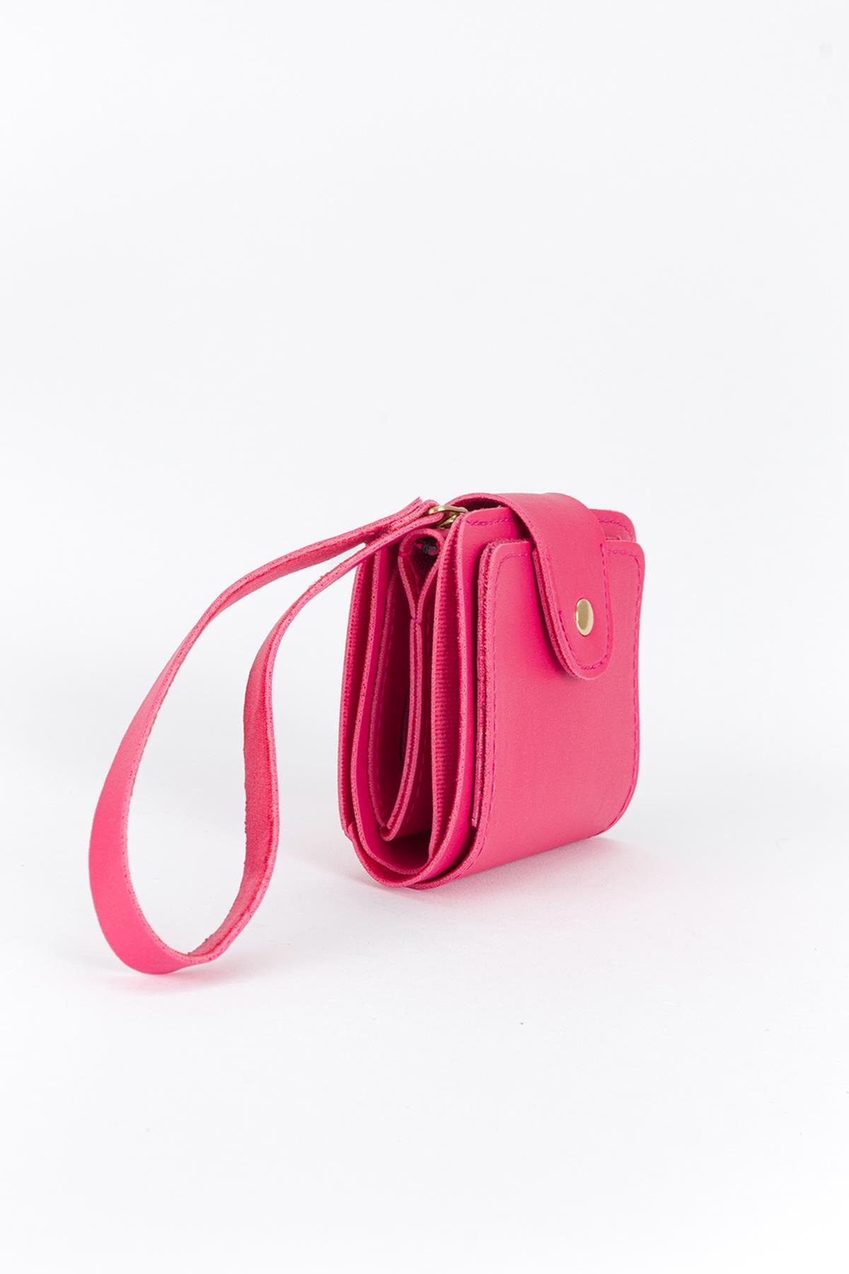 Patlı Kante Kumaş Cüzdan Toz Pembe