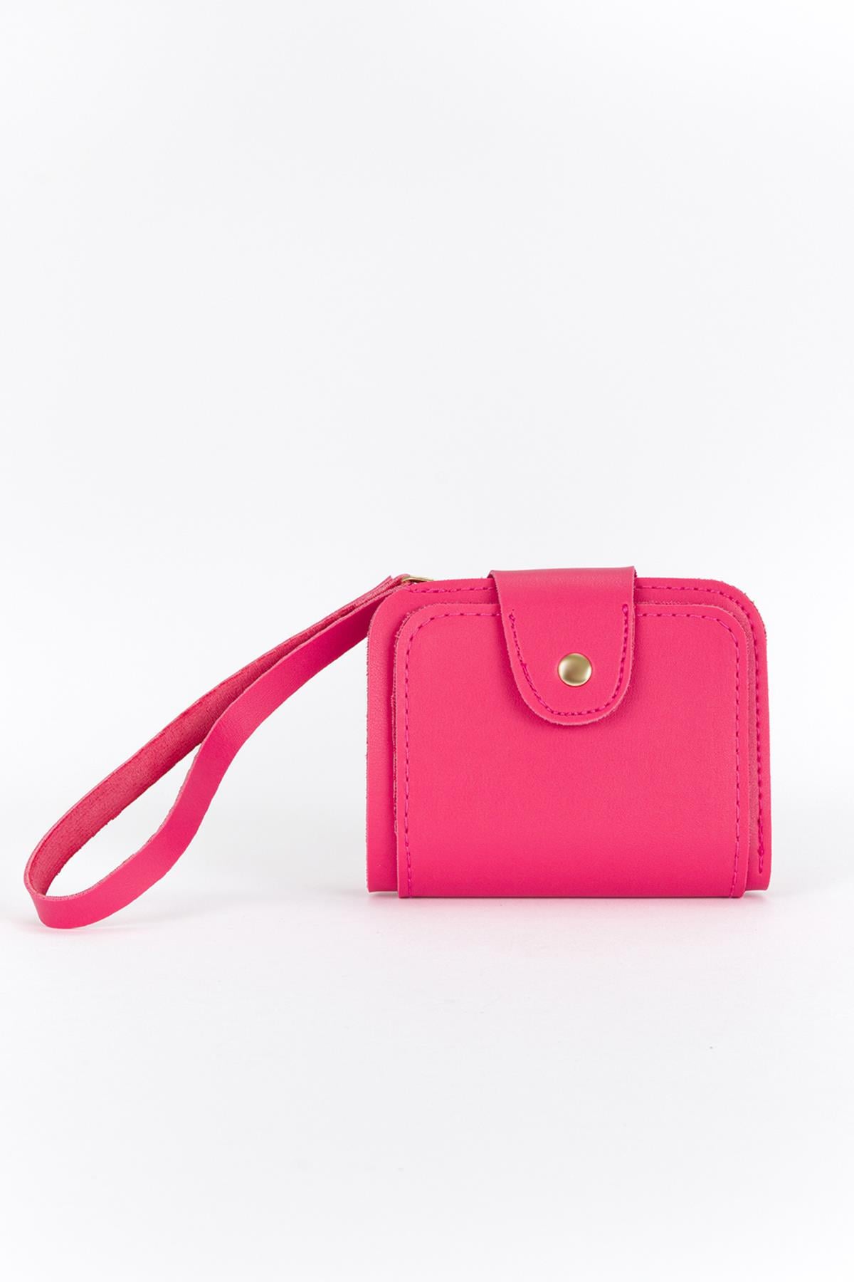 Patlı Kante Kumaş Cüzdan Toz Pembe
