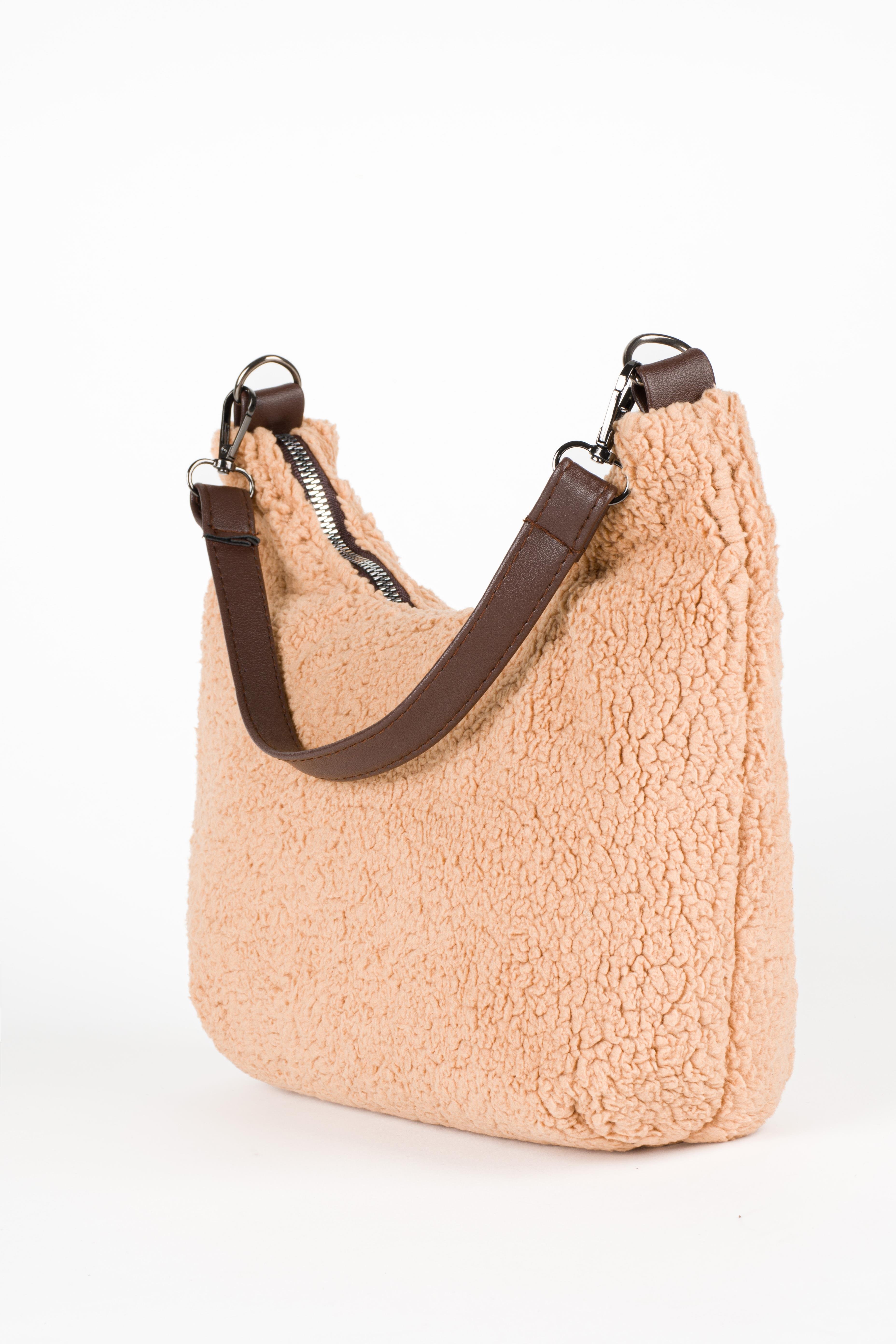 Peluş Baget Çanta Vizon