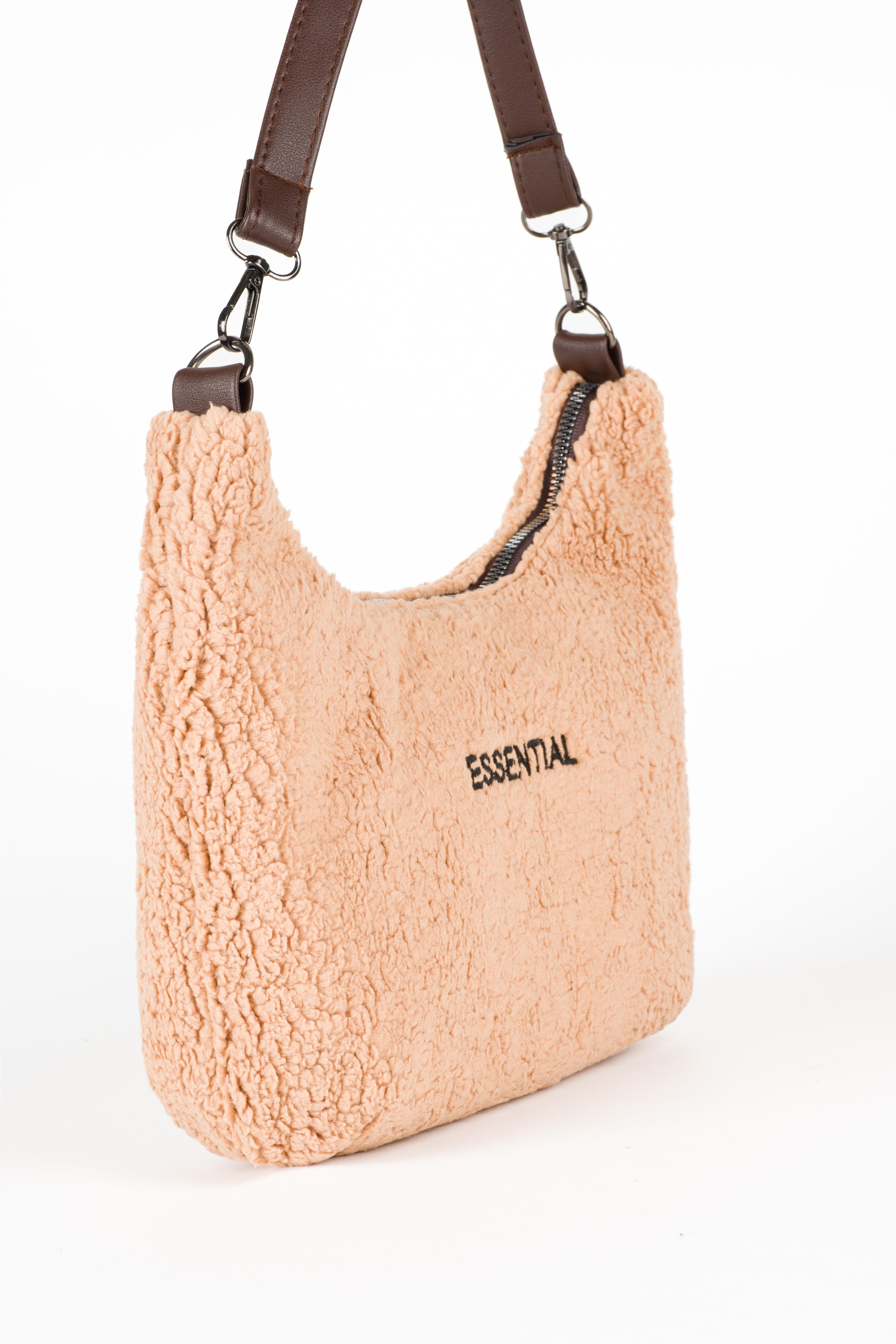 Peluş Baget Çanta Vizon