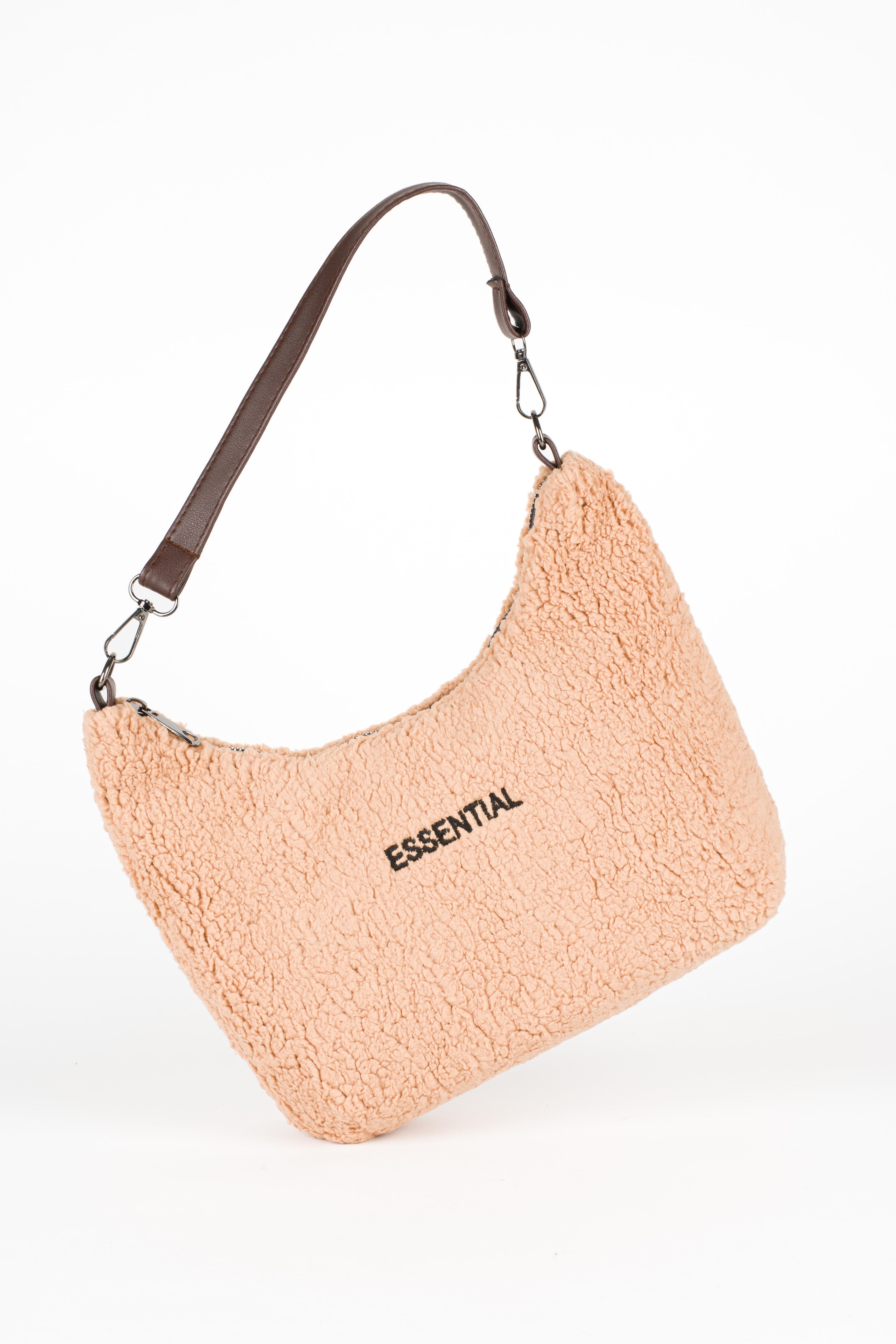 Peluş Baget Çanta Vizon