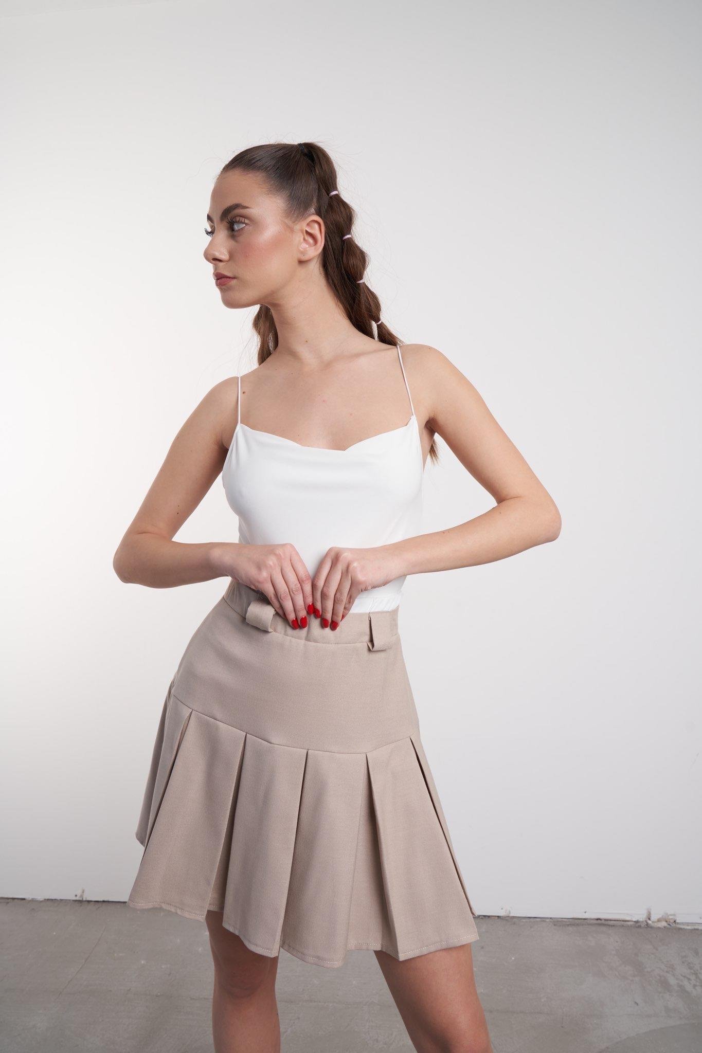 Pileli Mini Etek Taş