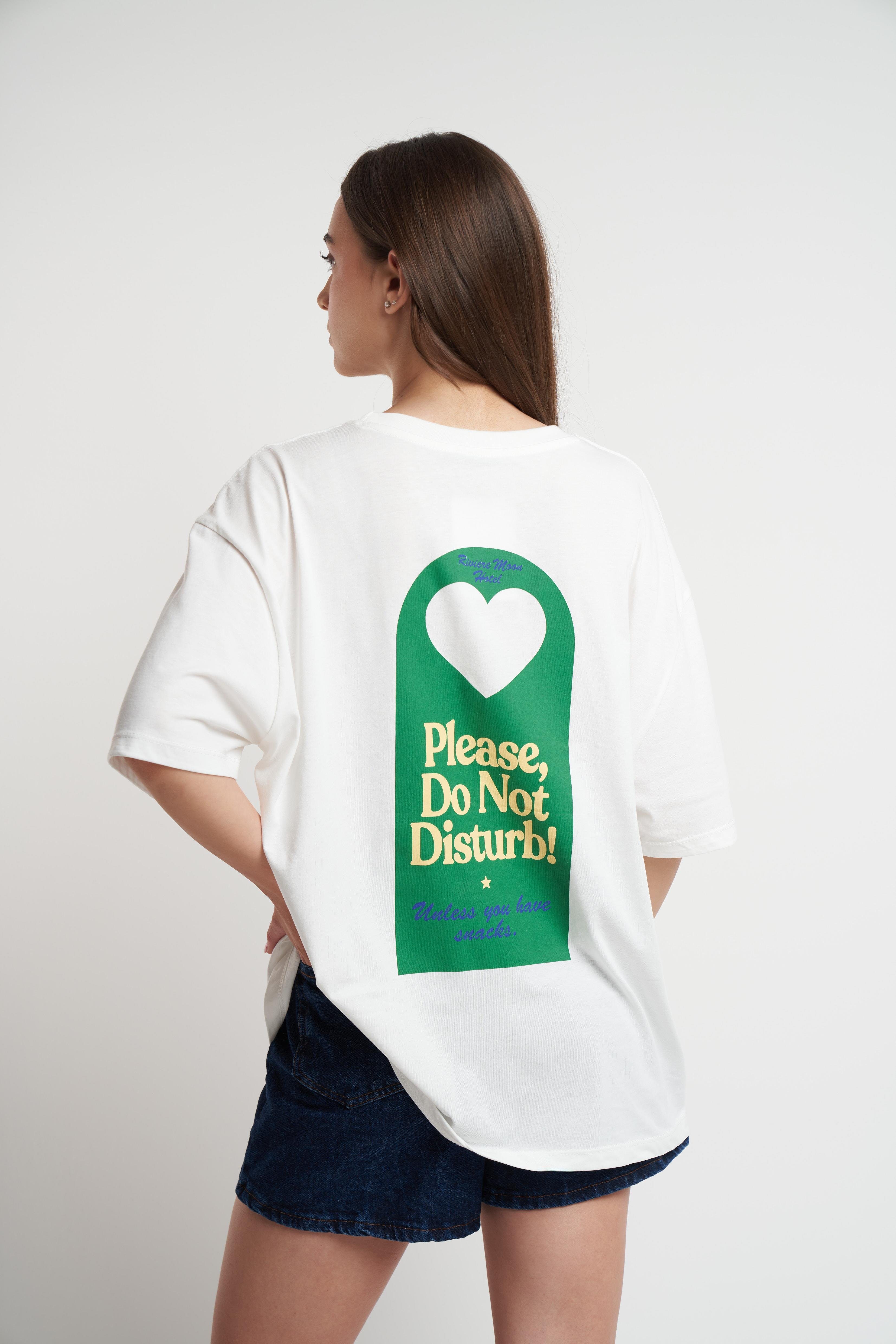 Please Don't Disturb Baskılı Kısa Kol T-shirt Ekru