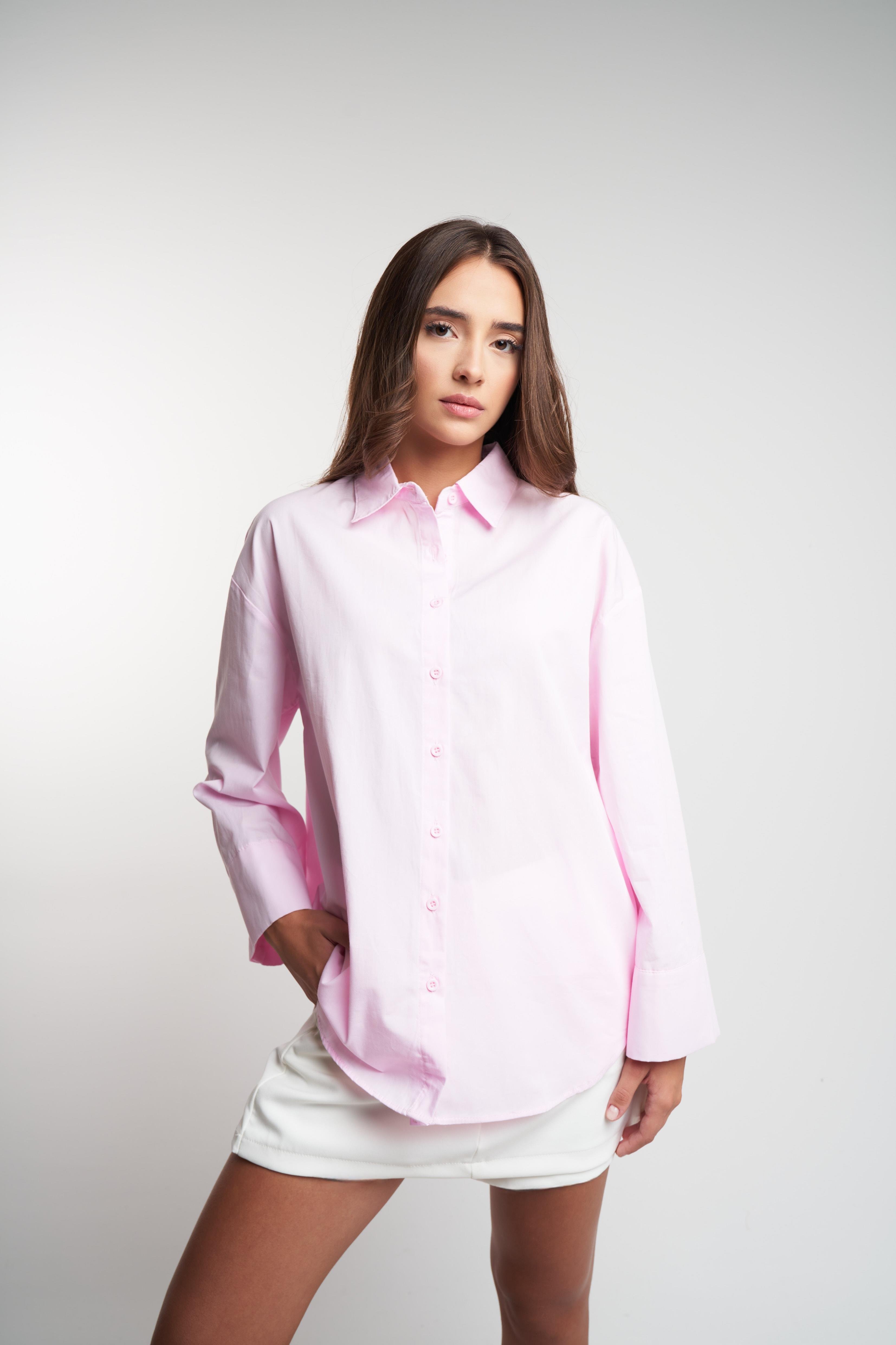 Poplin Kumaş Uzun Kol Gömlek A.Pembe