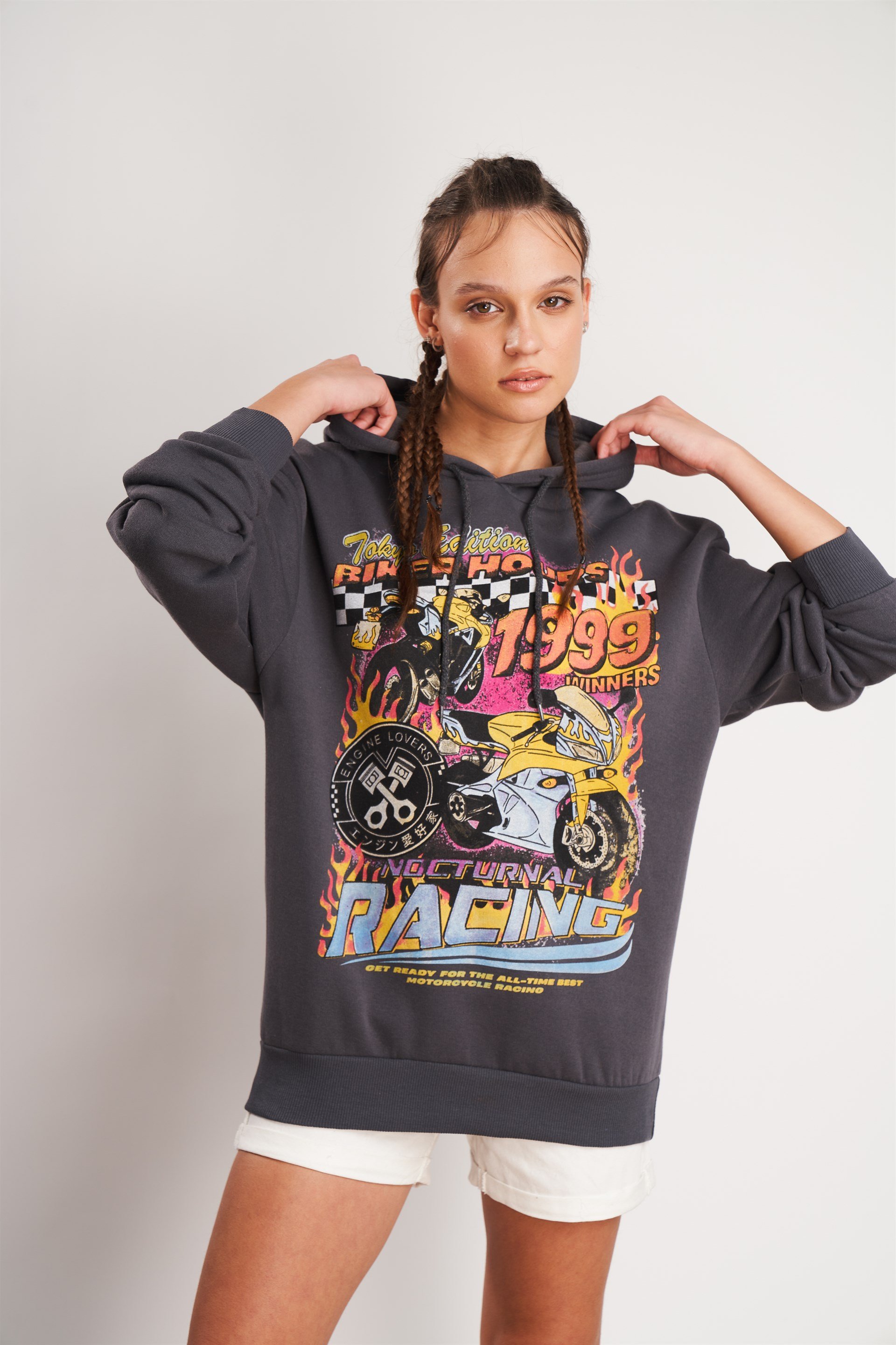 Racing Baskılı Sweatshirt