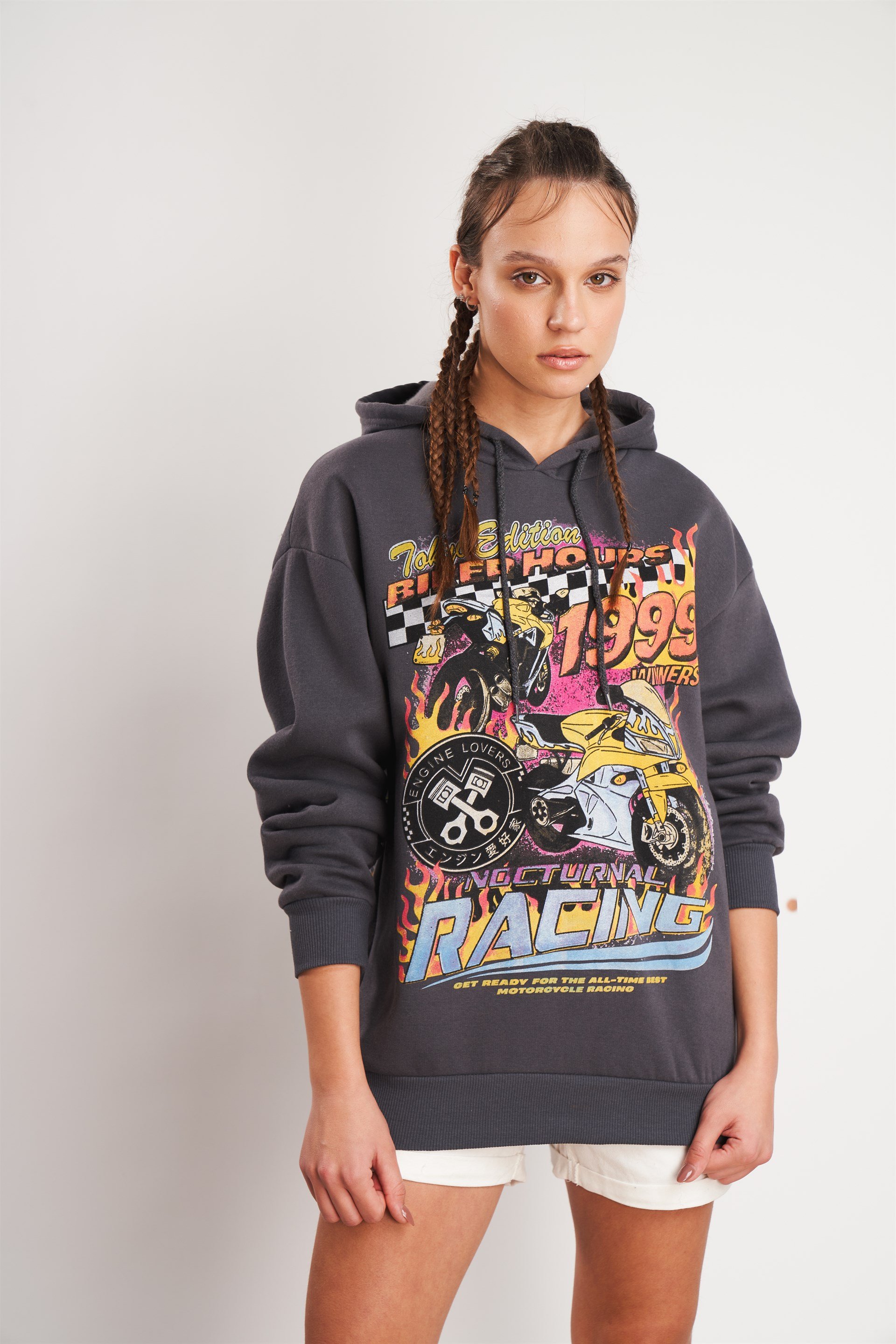Racing Baskılı Sweatshirt