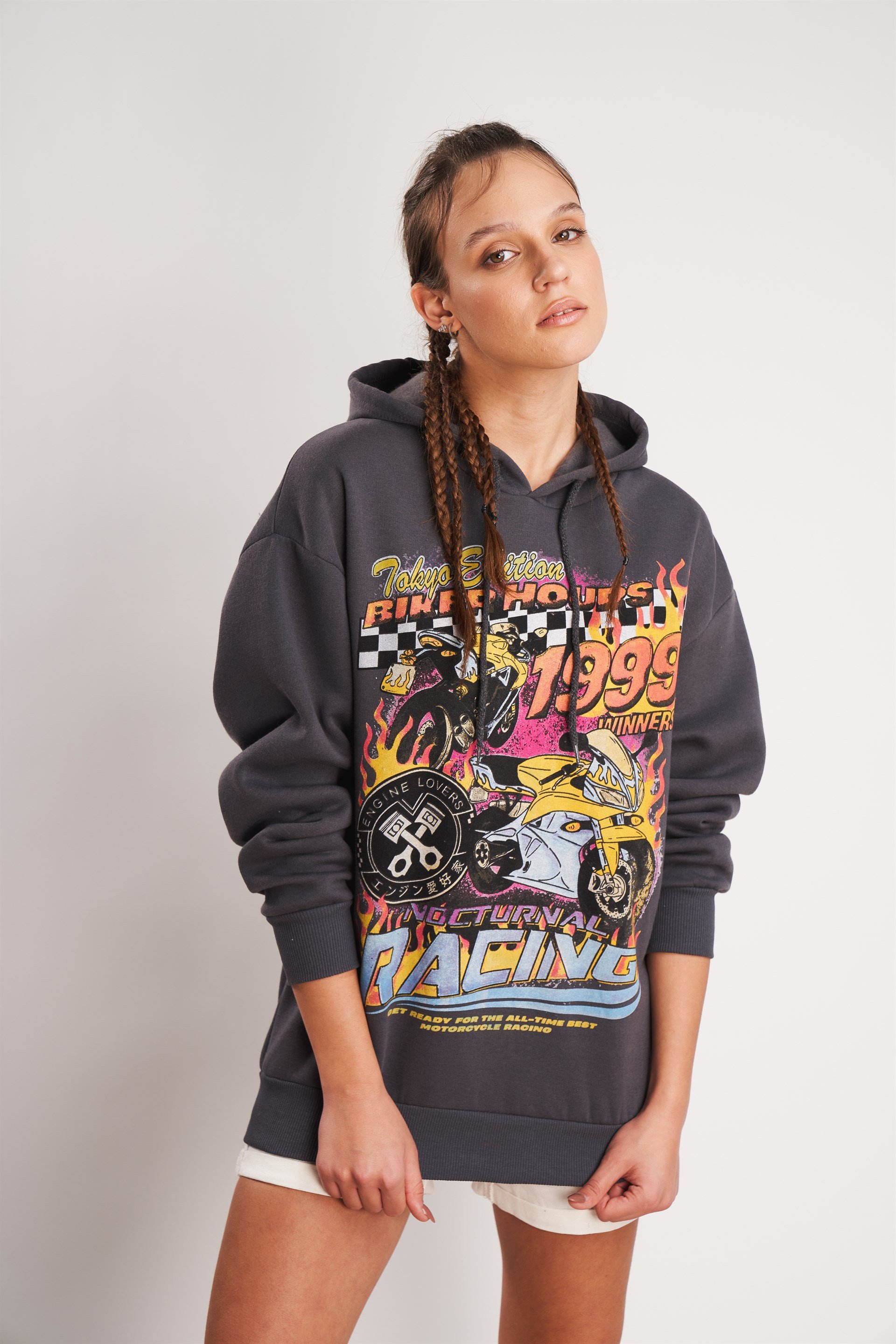 Racing Baskılı Sweatshirt