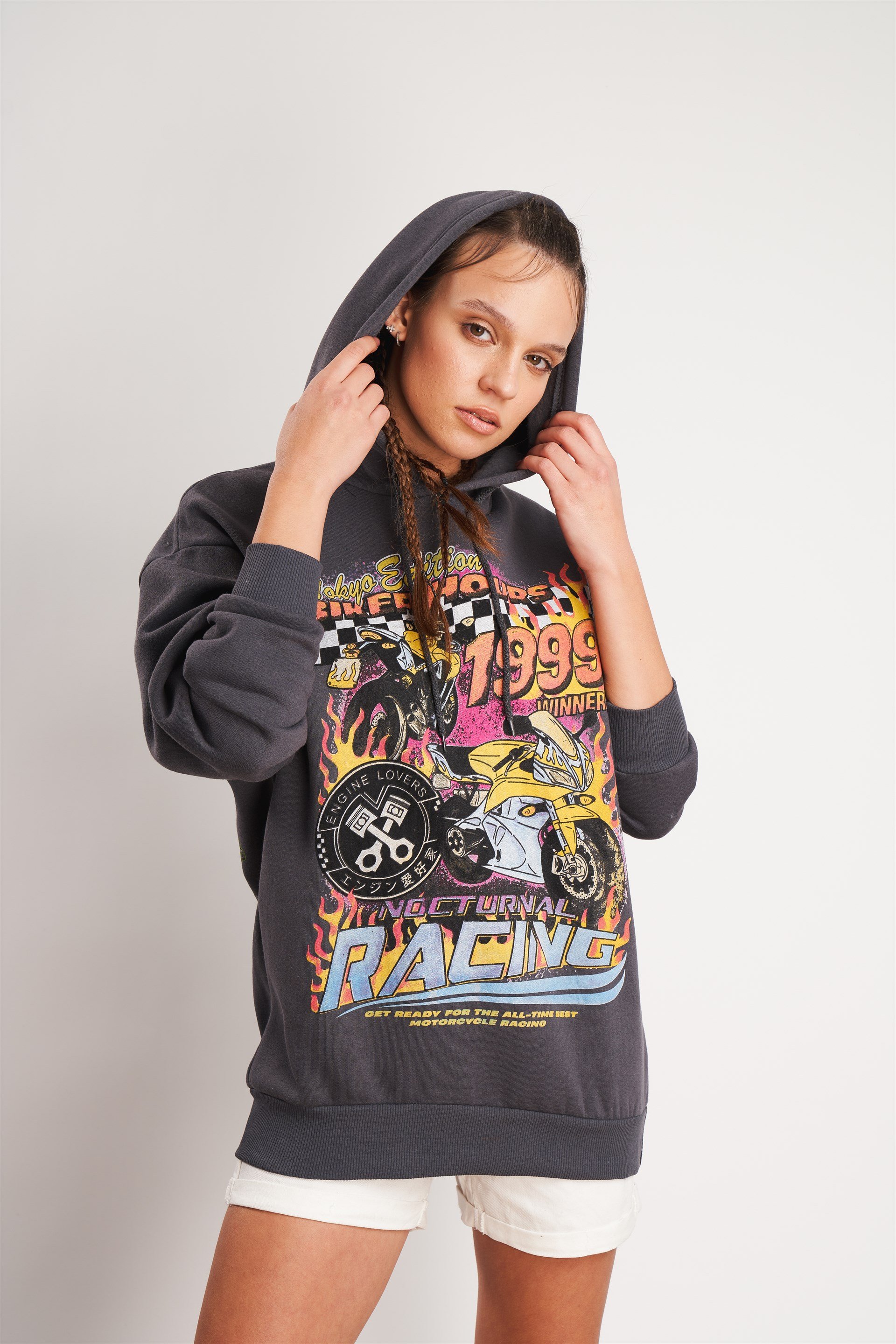 Racing Baskılı Sweatshirt