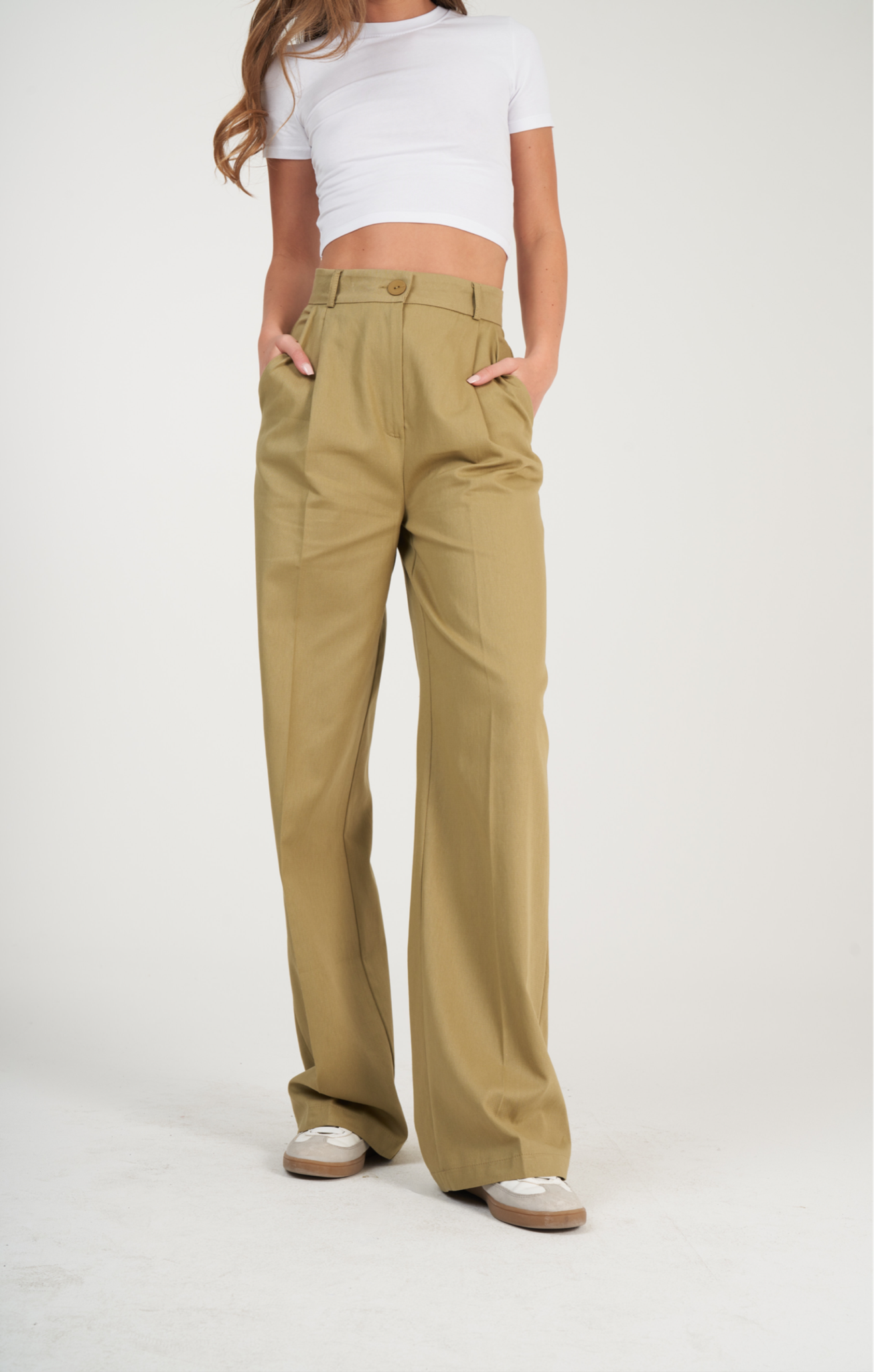 Relax Fit Gabardin Pantolon Haki