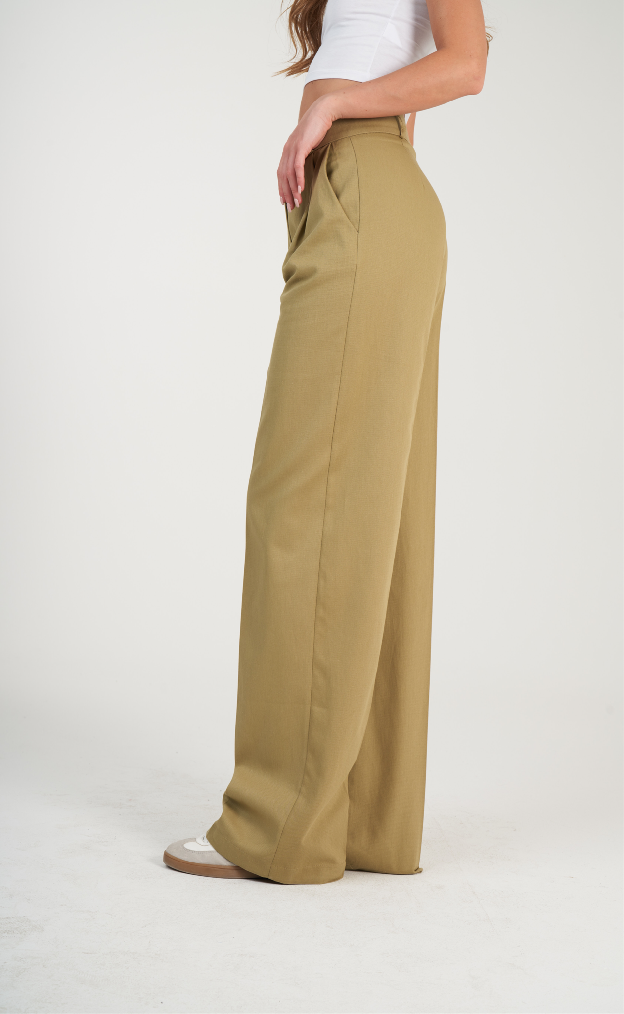 Relax Fit Gabardin Pantolon Haki